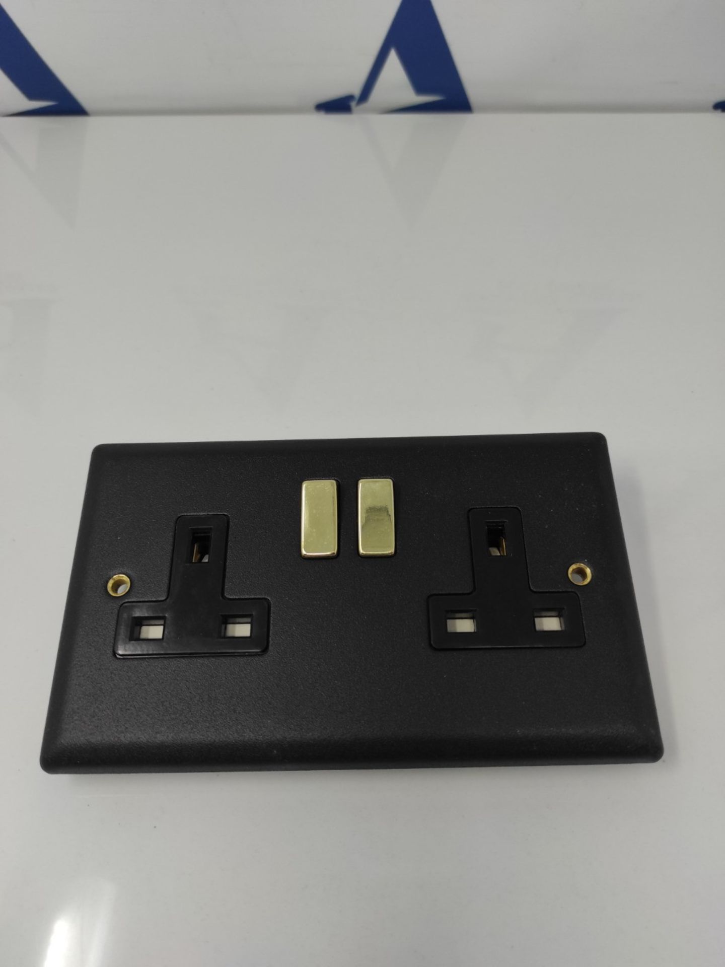 Varilight Vogue Collection Matt Black 2 Gang 13 Amp Switched Plug Socket