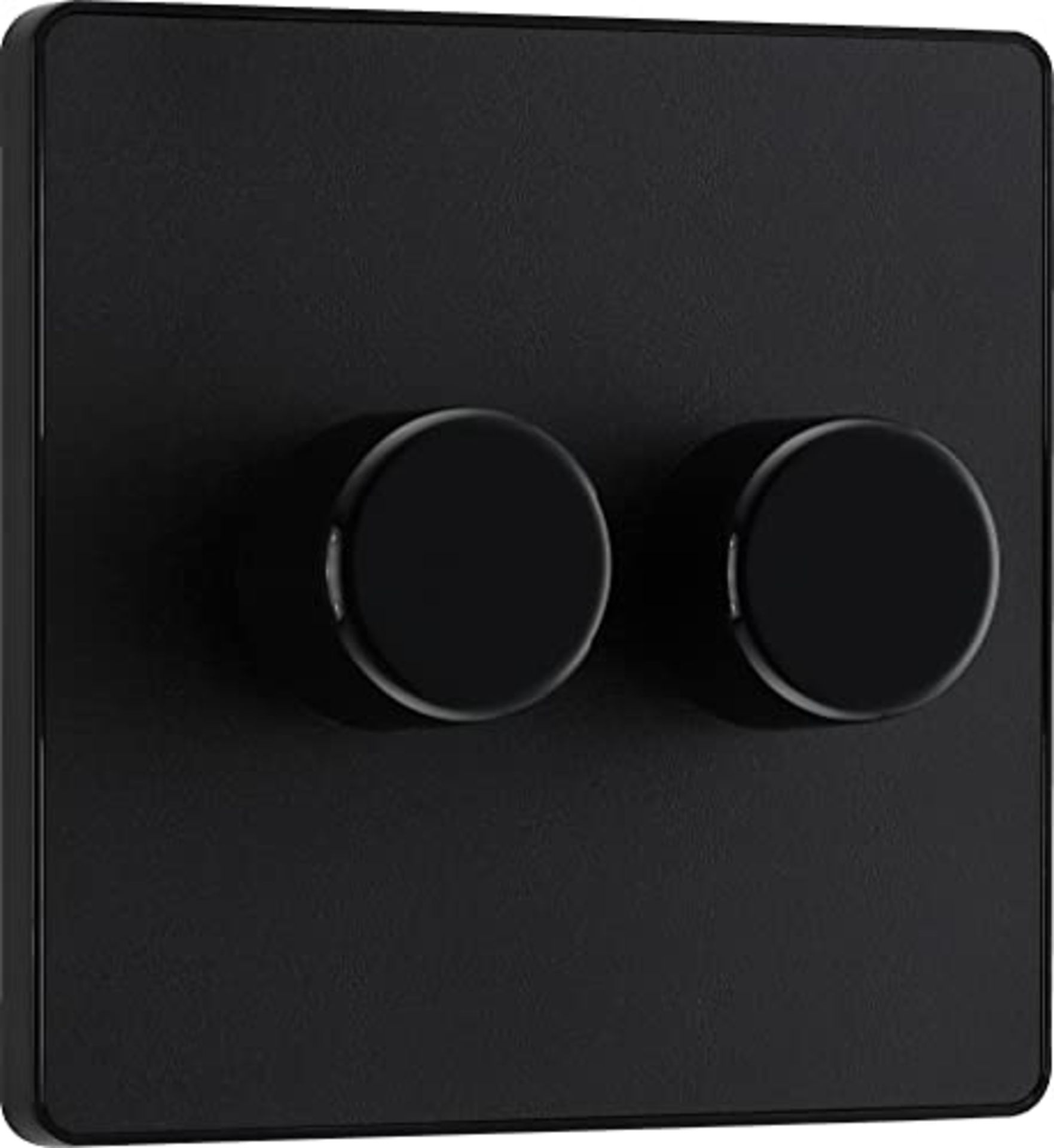 BG Electrical Evolve Double Dimmer Switch, 2-Way Push On/Off, 200W, Matt Black