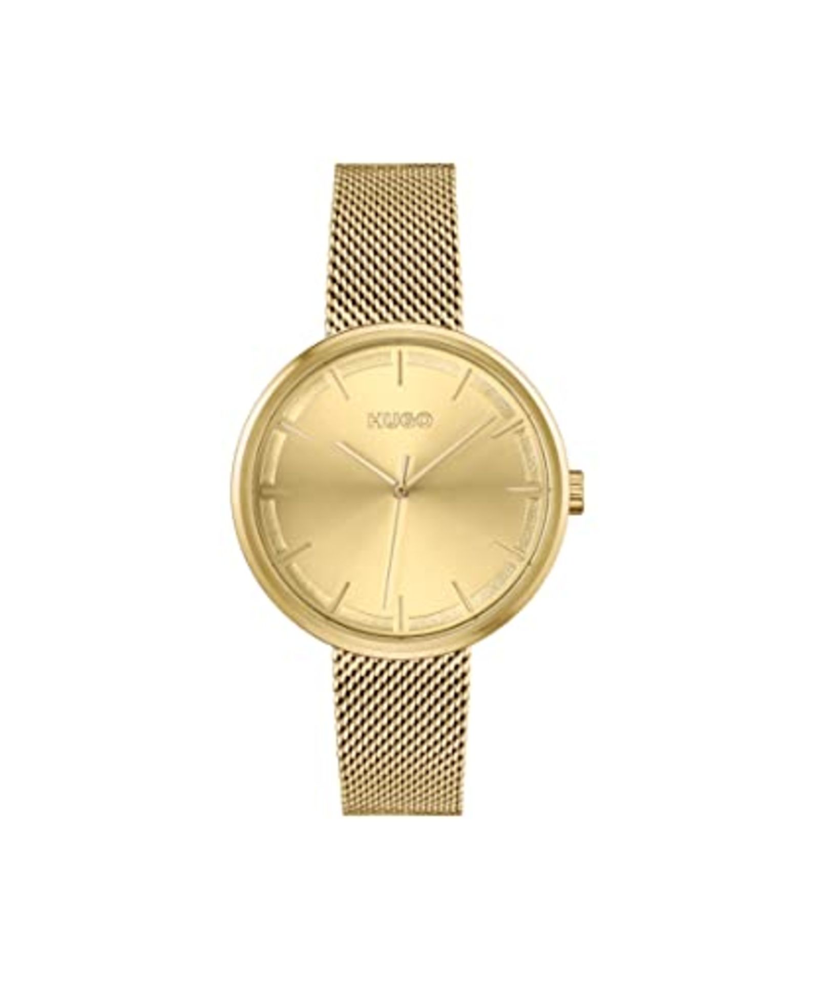 RRP £149.00 HUGO Analogue Quartz Watch for Women with Gold Colored Stainless Steel mesh Bracelet