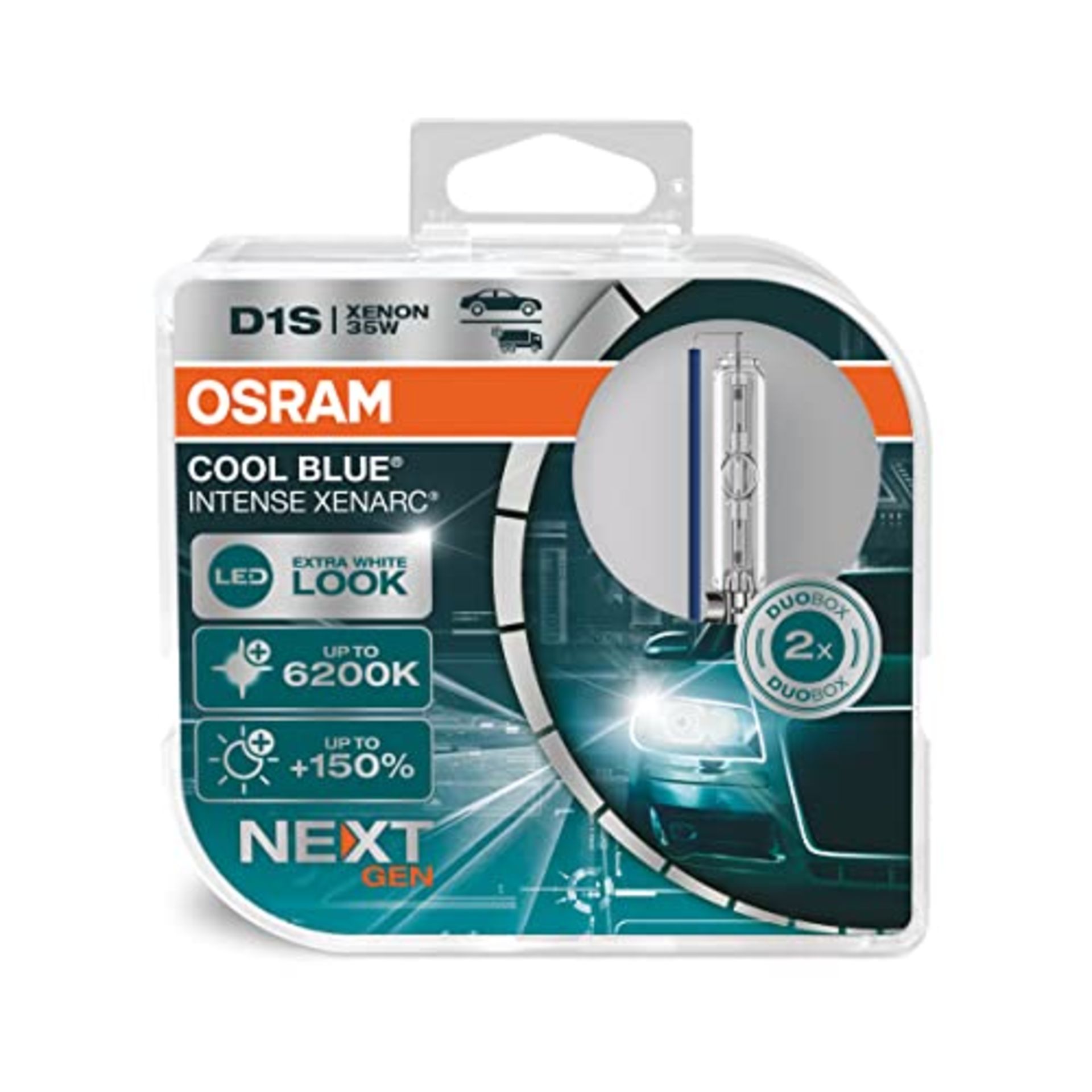 RRP £109.00 OSRAM XENARC COOL BLUE INTENSE D1S, +150% more brightness, up to 6,200K, xenon headlig