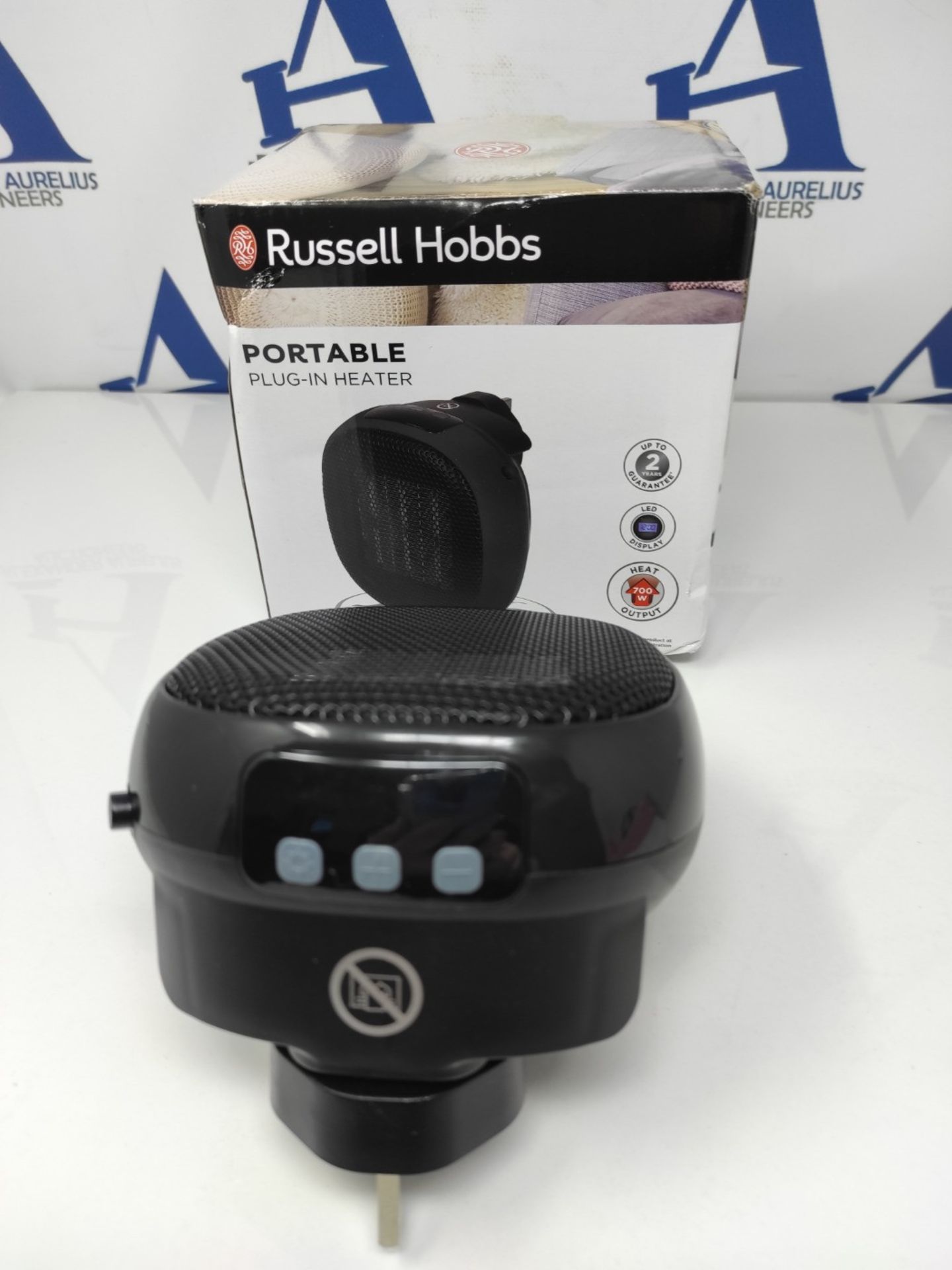 Russell Hobbs RHPH7001 700W Compact Portable Black Ceramic Plug in Fan Heater in Black - Image 2 of 3