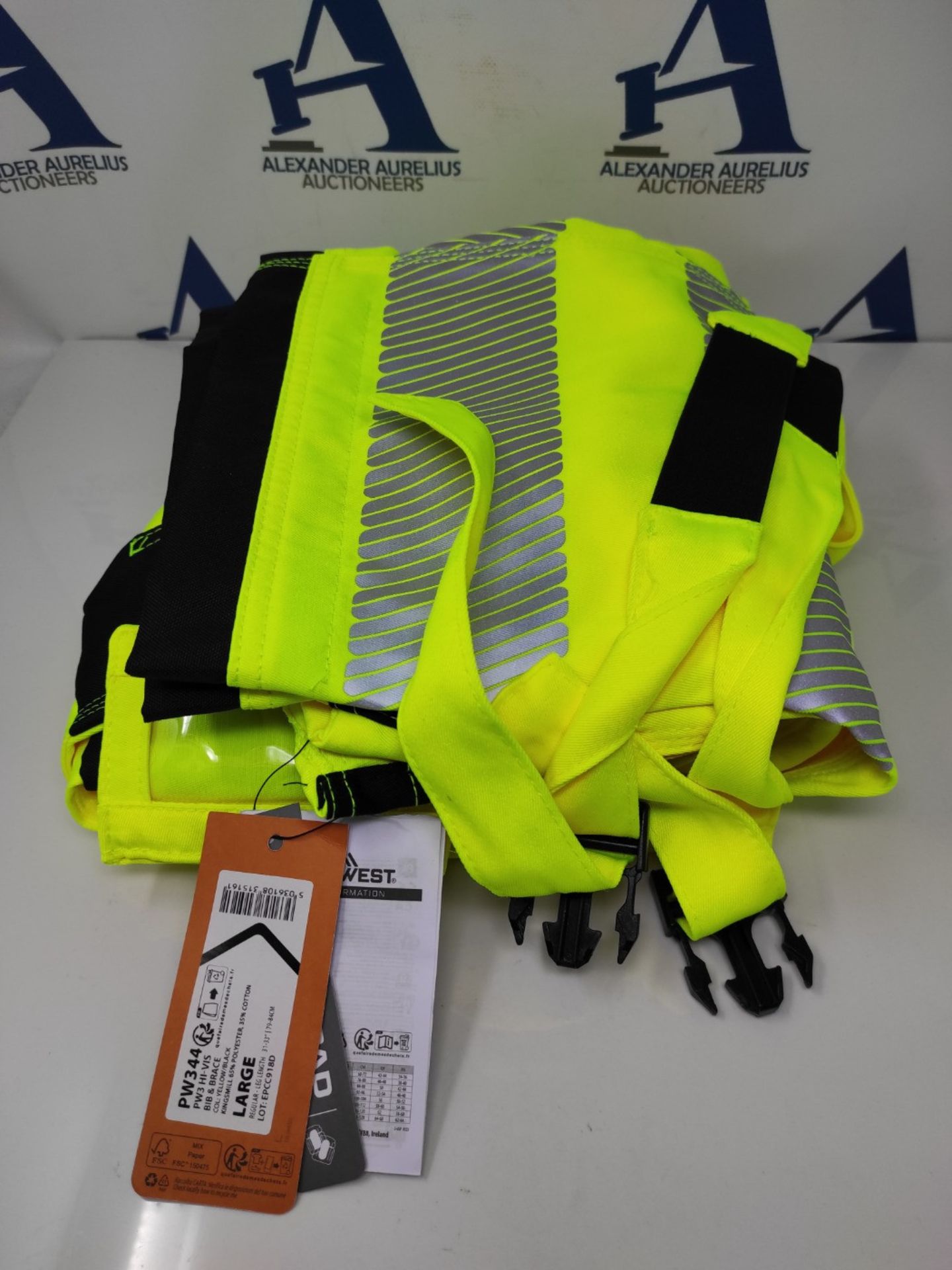 RRP £54.00 Portwest PW3 Hi-Vis Bib and Brace, Size: L, Colour: Yellow/Black, PW344YBRL - Image 2 of 3