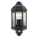 Luceco Three Panel Coach Lantern with PIR Sensor, Black,60 W