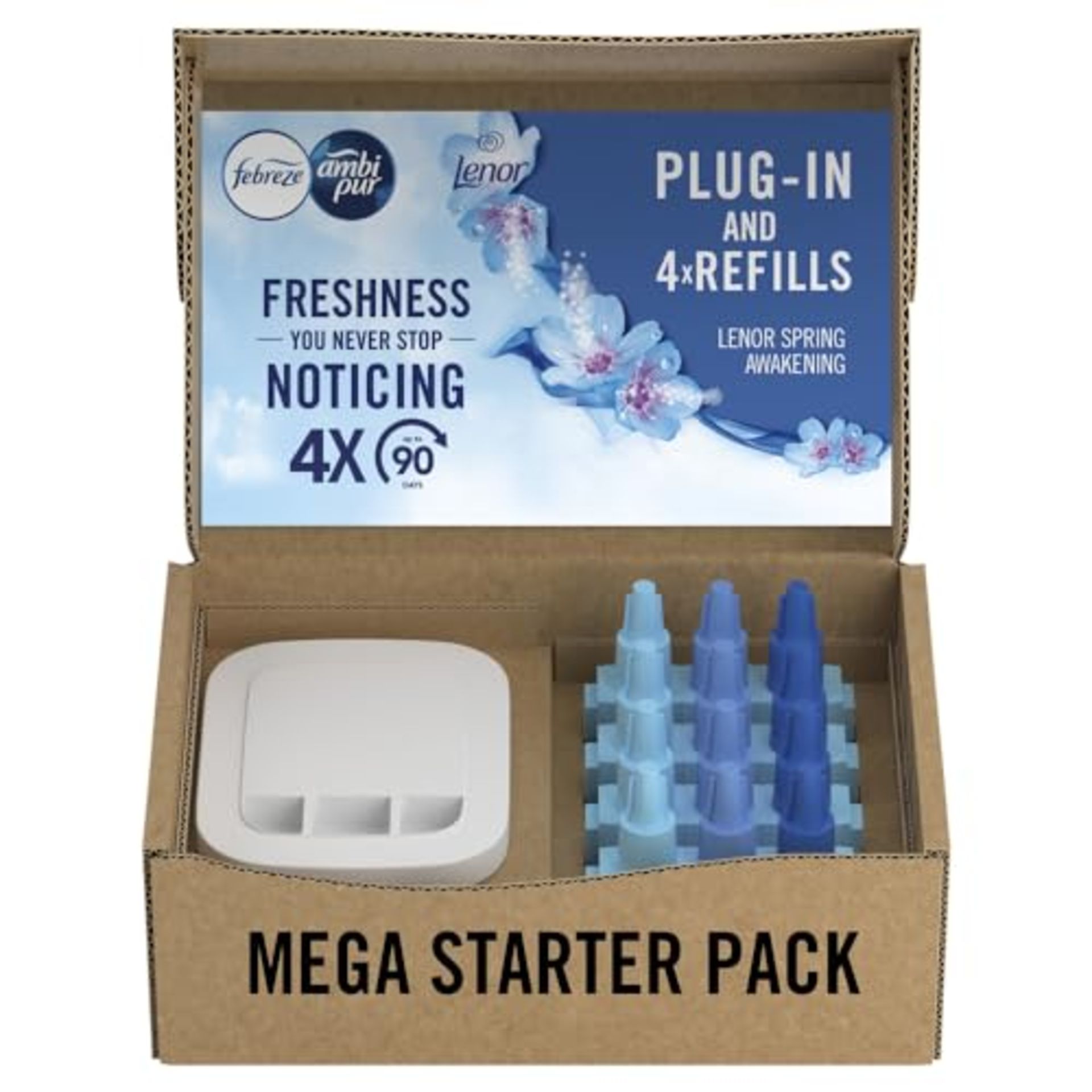 Febreze 3Volution Plug In Air Freshener Starter Kit + 4 Refills, Odour Eliminator & Ba