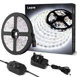 Lepro White LED Strip Light 10M, 2000lm Dimmable LED Lights, 24V UK Plug LED Strip wit