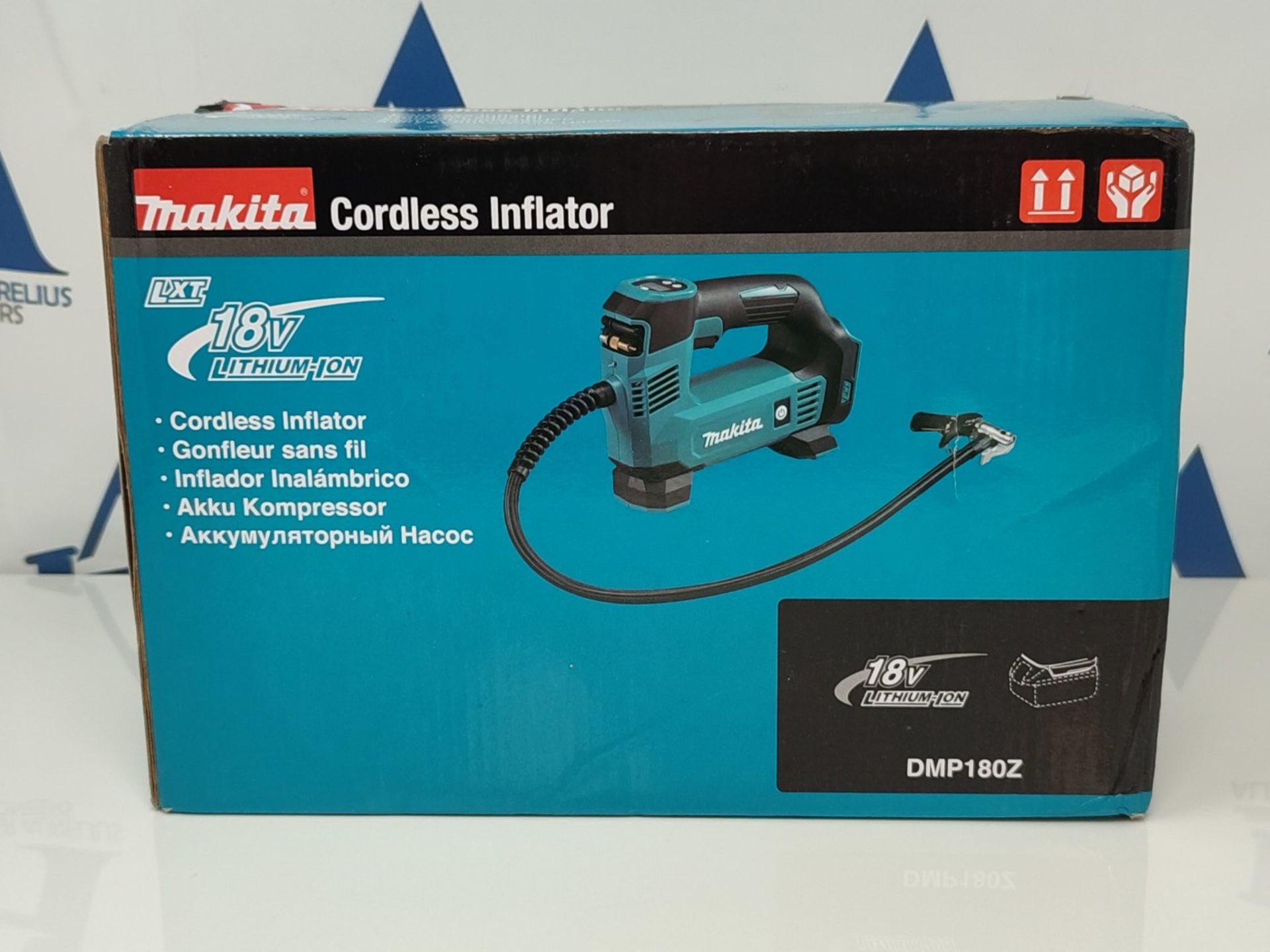 RRP £93.00 Makita DMP180Z 18V Li-ion LXT Inflator - Batteries and Charger Not Included, Blue/Silv - Image 2 of 3