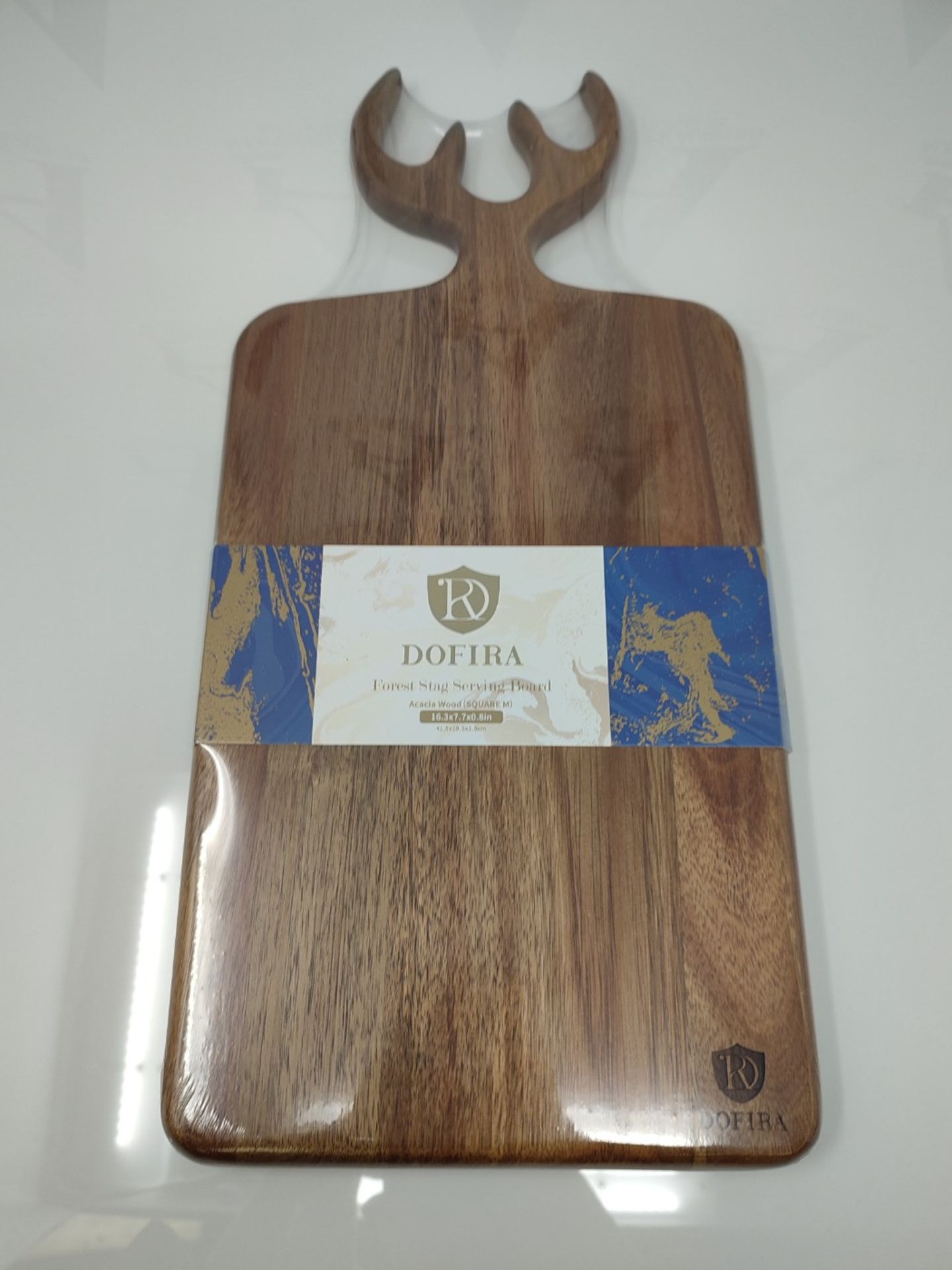 RRP £52.00 Dofira Acacia Wood Cutting Board with Antler Handle, Wooden Decorative Serving Board f - Bild 2 aus 2