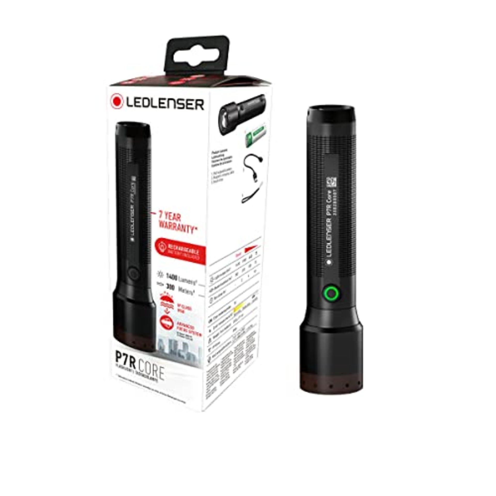 RRP £65.00 Ledlenser 502181 Rechargeable Torch, Black, One Size