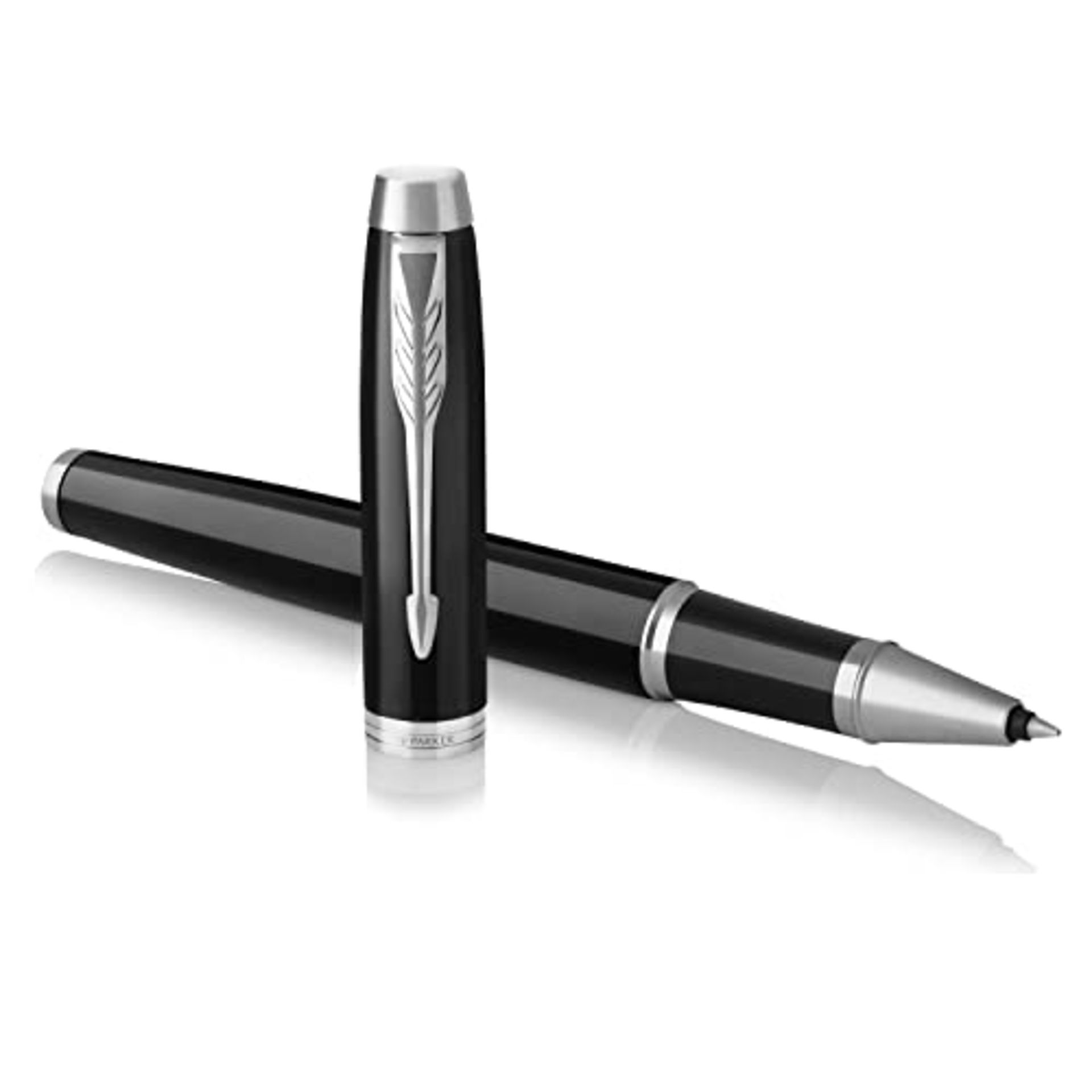 Parker IM Rollerball Pen | Black Lacquer with Chrome Trim | Fine Point Black Ink | Gif