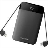 Mini Power Bank Built in Cables USB C Portable Charger 9000mAh Ultra Slim External Bat