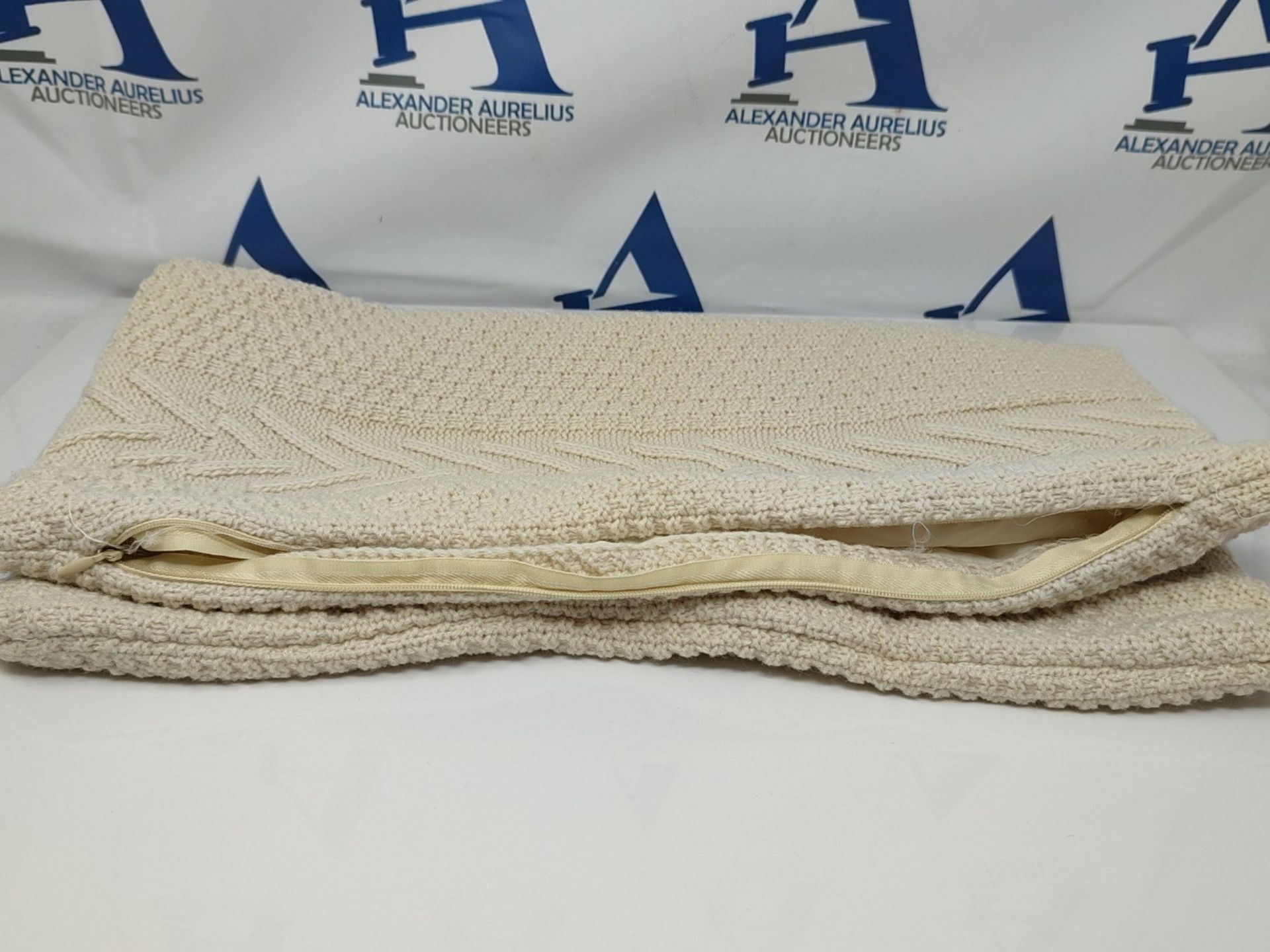 Mandioo Cotton Knitted Decorative Square Beige Cushion Covers 45cm x 45cm 18x18 Inch S