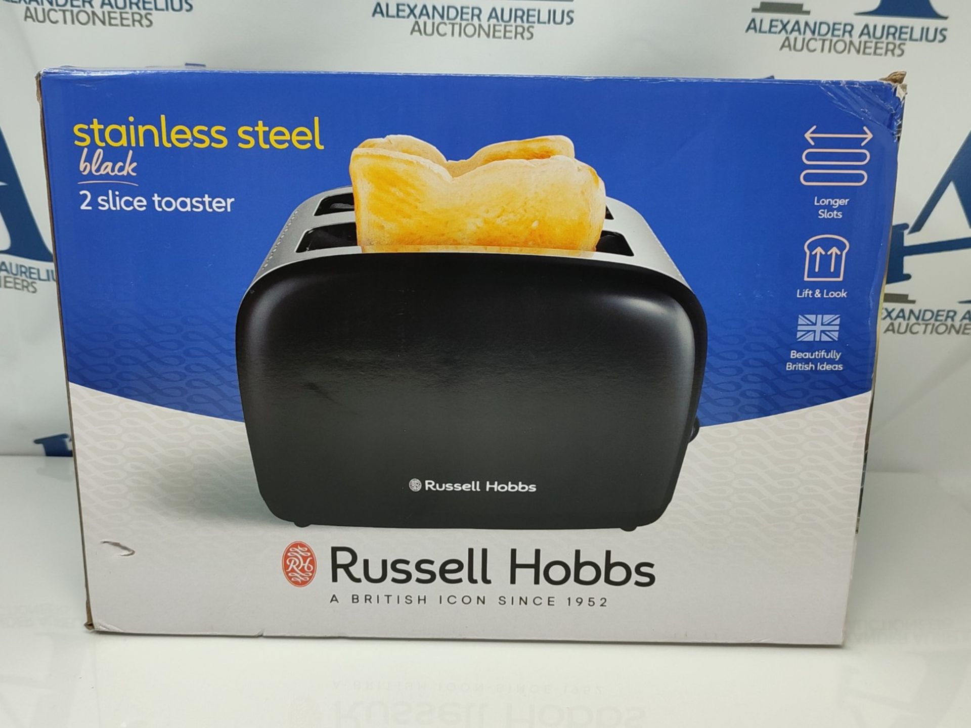 Russell Hobbs 26550 Stainless Steel 2 Slice Toaster, Black - Image 2 of 3