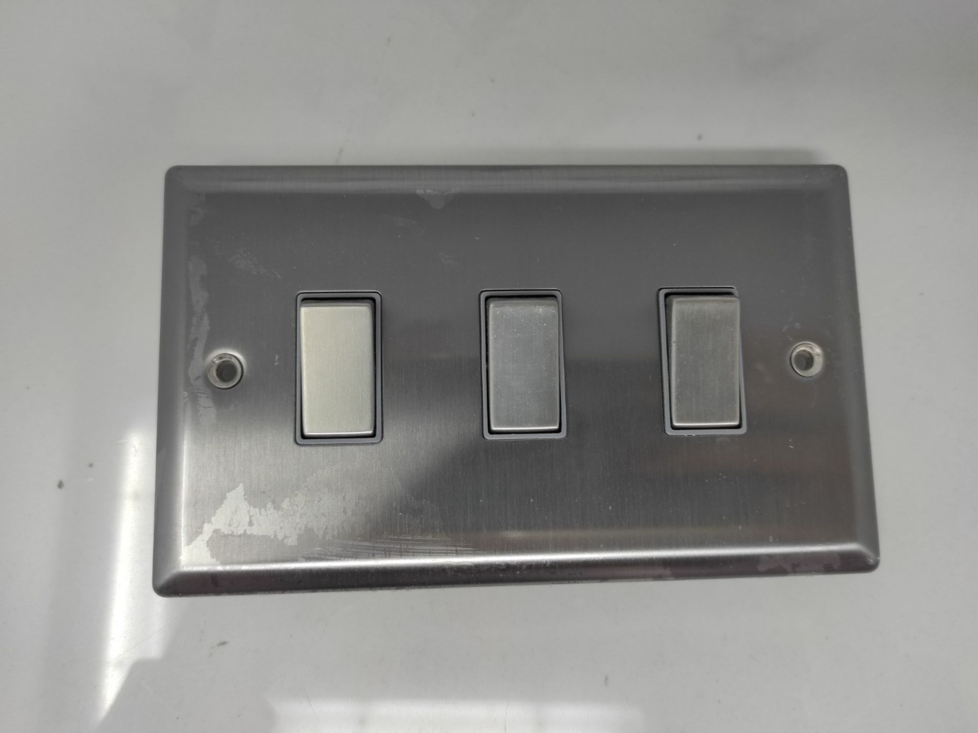 Varilight XT93D Rocker Switches Brushed Steel Steel 3 Gang,91x150x25mm