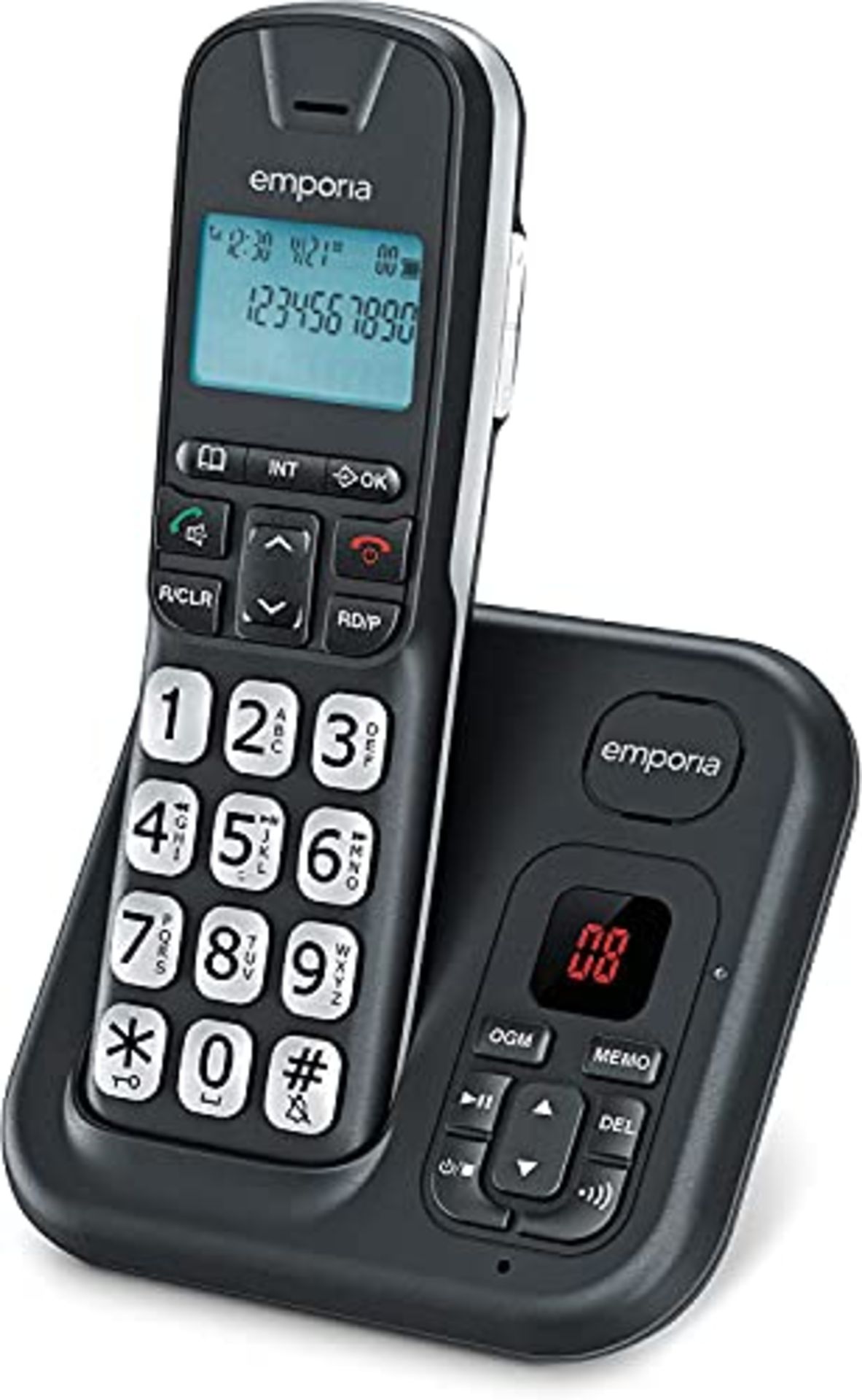 Emporia GD61AB, Cordless Telephone, DECT Portable, Illuminated Display, Answering Mach