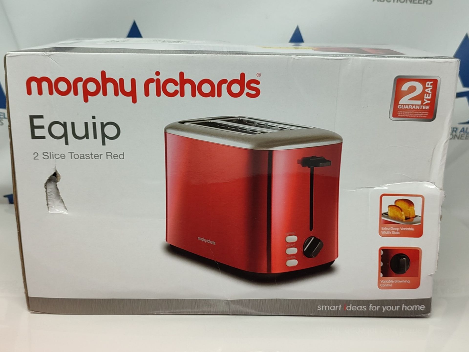 Morphy Richards Equip Red 2 Slice Toaster - Defrost And Reheat Settings - 2 Slot - Sta - Image 3 of 3