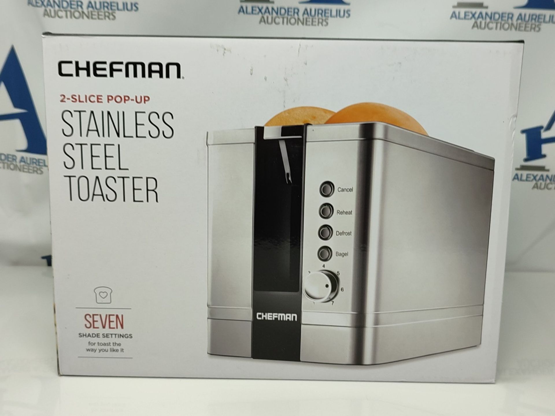 Chefman 2 Slice Toaster, 7 Shade Settings, Stainless Steel Toaster 2 Slice with Extra- - Image 2 of 3