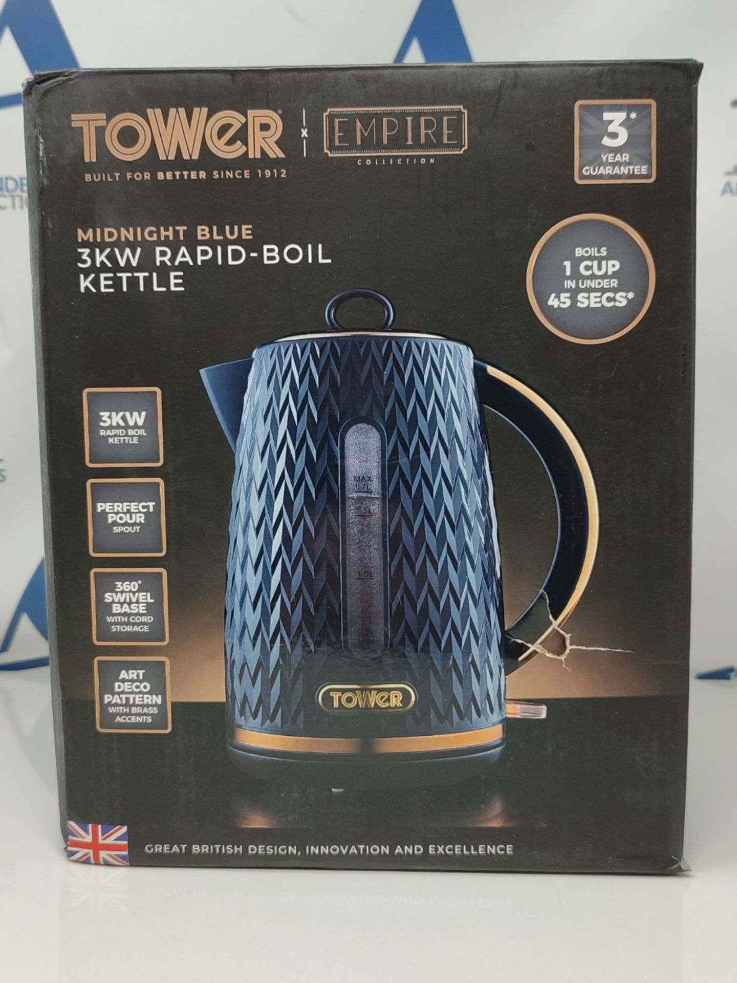 Tower T10052MNB Empire 1.7 Litre Kettle with Rapid Boil, Removable Filter, 3000W, Midn - Bild 2 aus 3