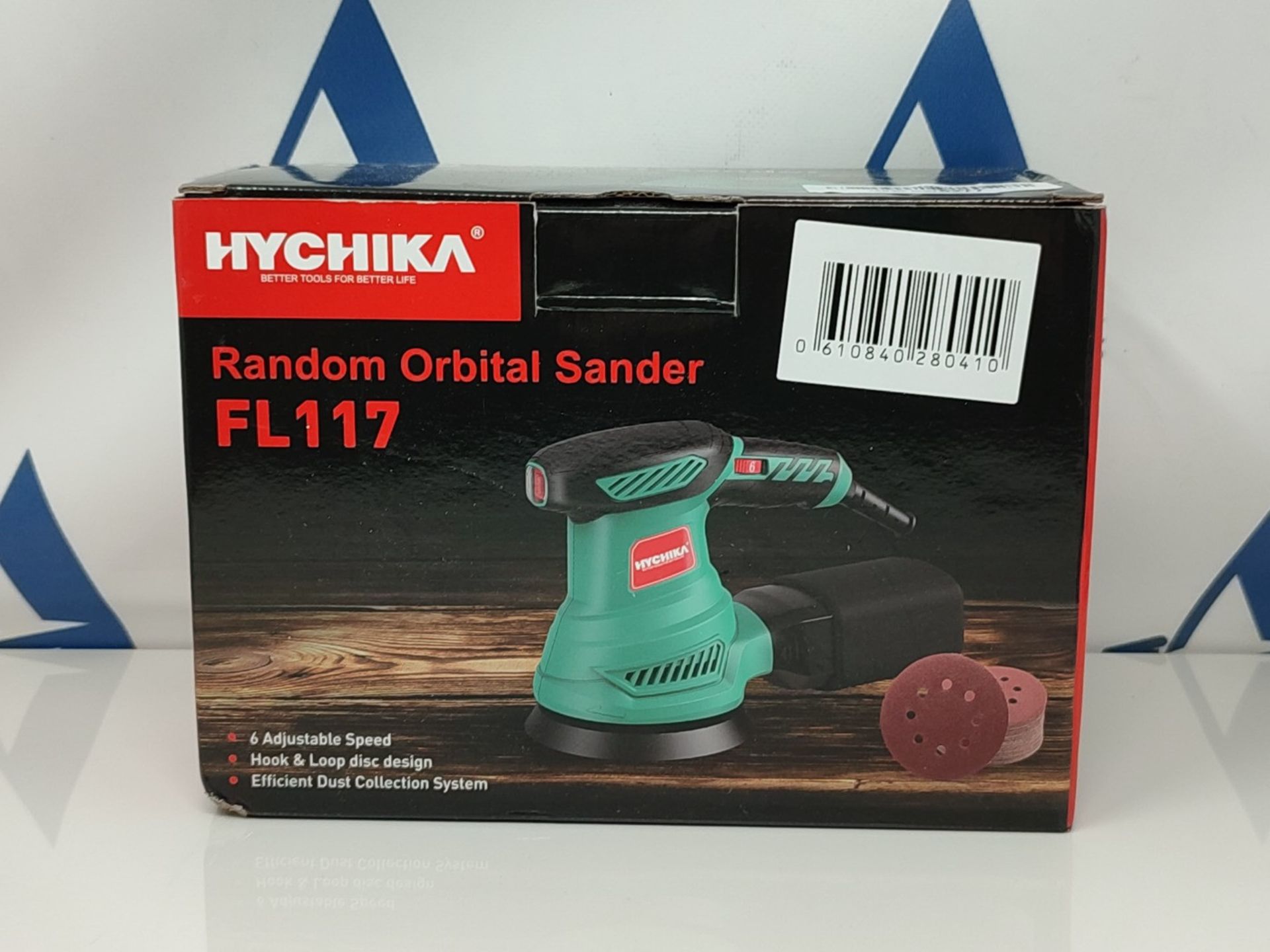 Orbital Sander, HYCHIKA 300W 13000RPM Random Orbital Sander, 6 Variable Speeds, 125mm