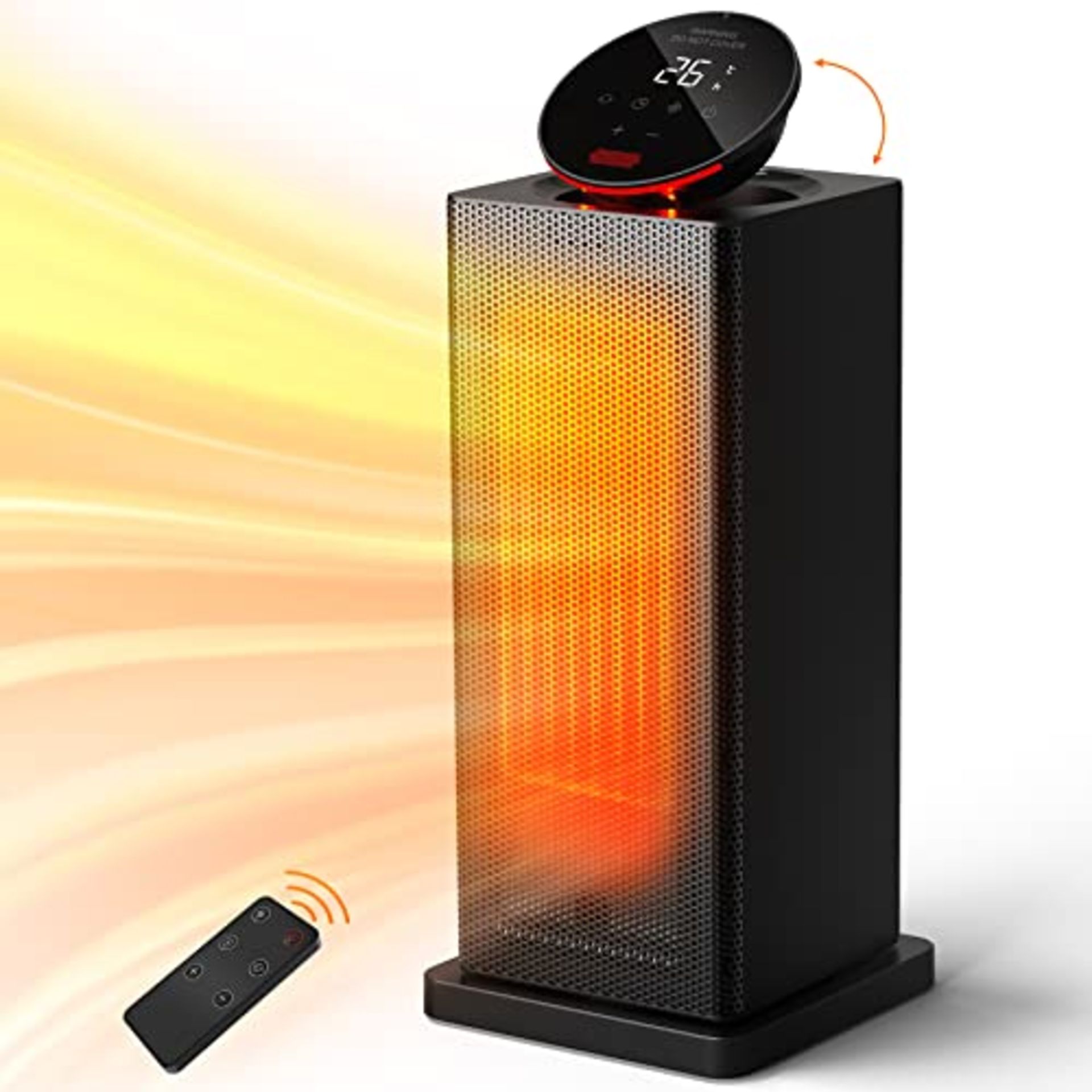 OMISOON Heater 2000W, ECO Electric Heater with 90°Oscillation, Thermostat, 24H Timer,