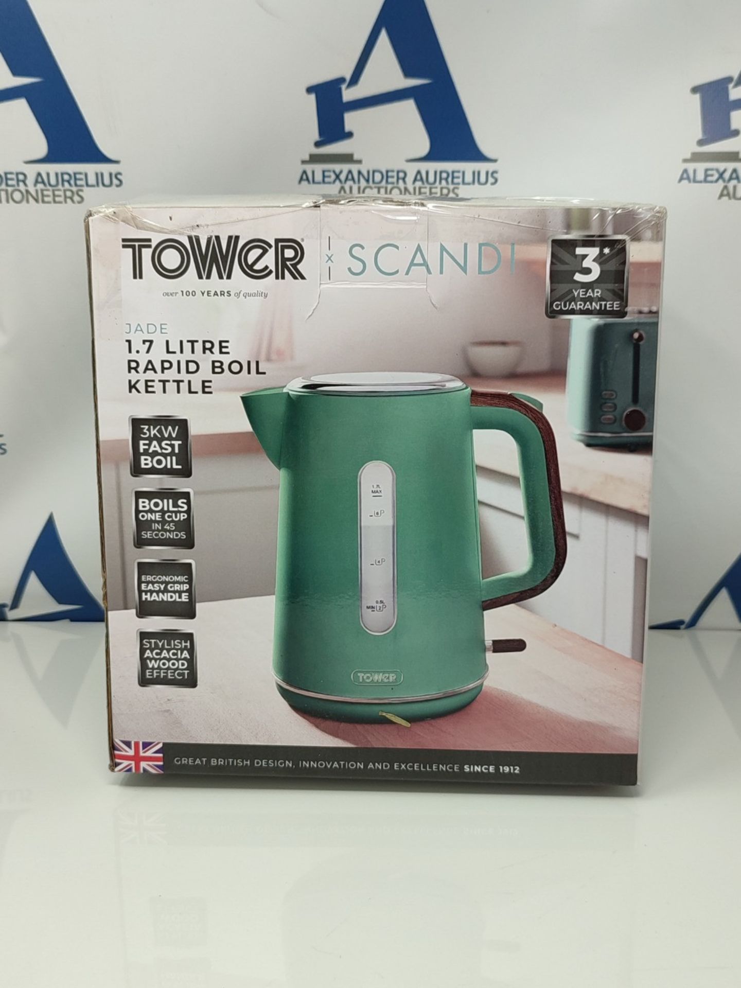 Tower T10037JDE Jug Kettle with Rapid Boil, 3000W, Jade Green, 1.7 L - Image 2 of 3