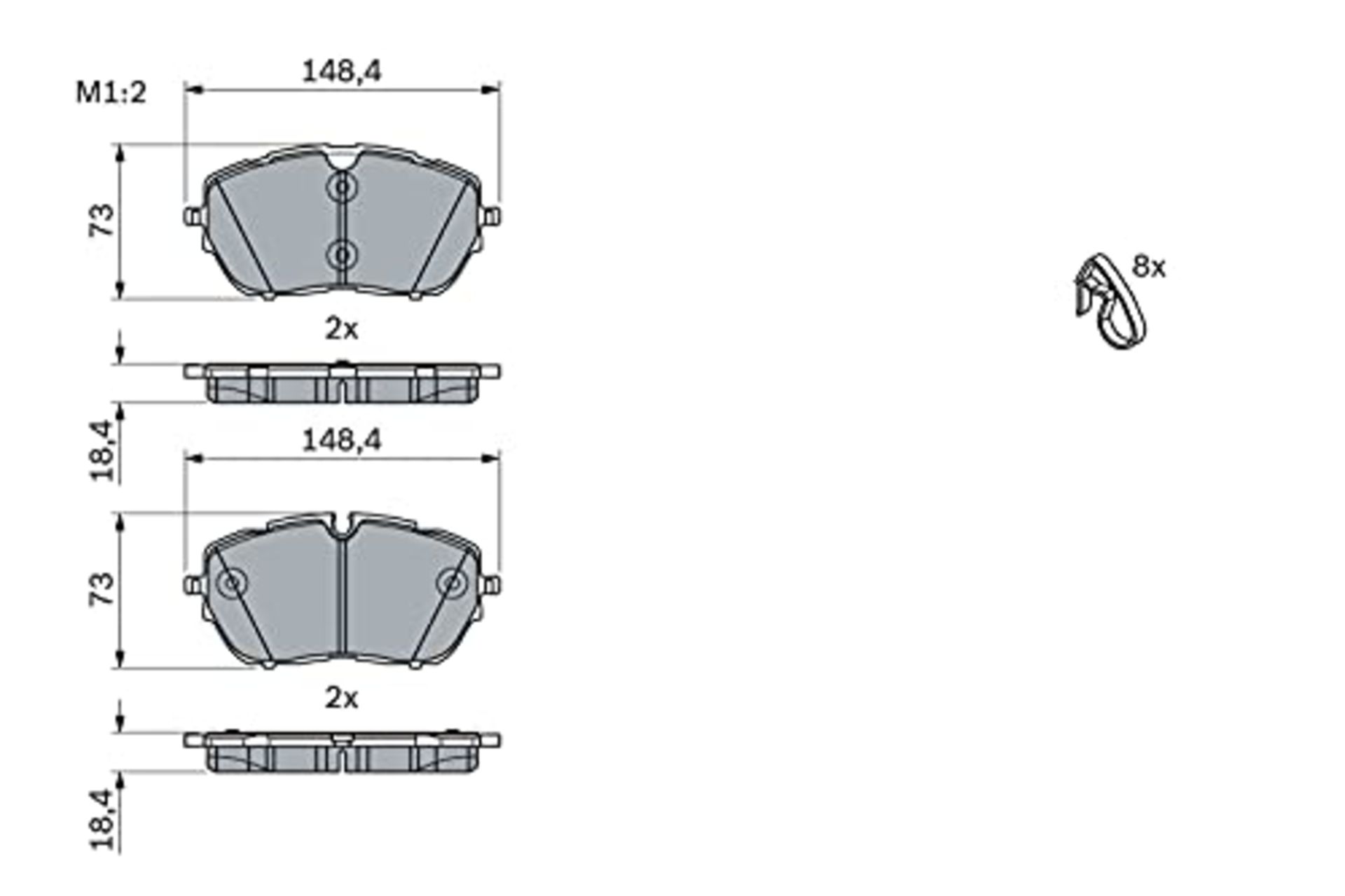 RRP £55.00 Bosch BP1797 Brake Pads - Front Axle - ECE-R90 Certified - 1 Set of 4 Pads