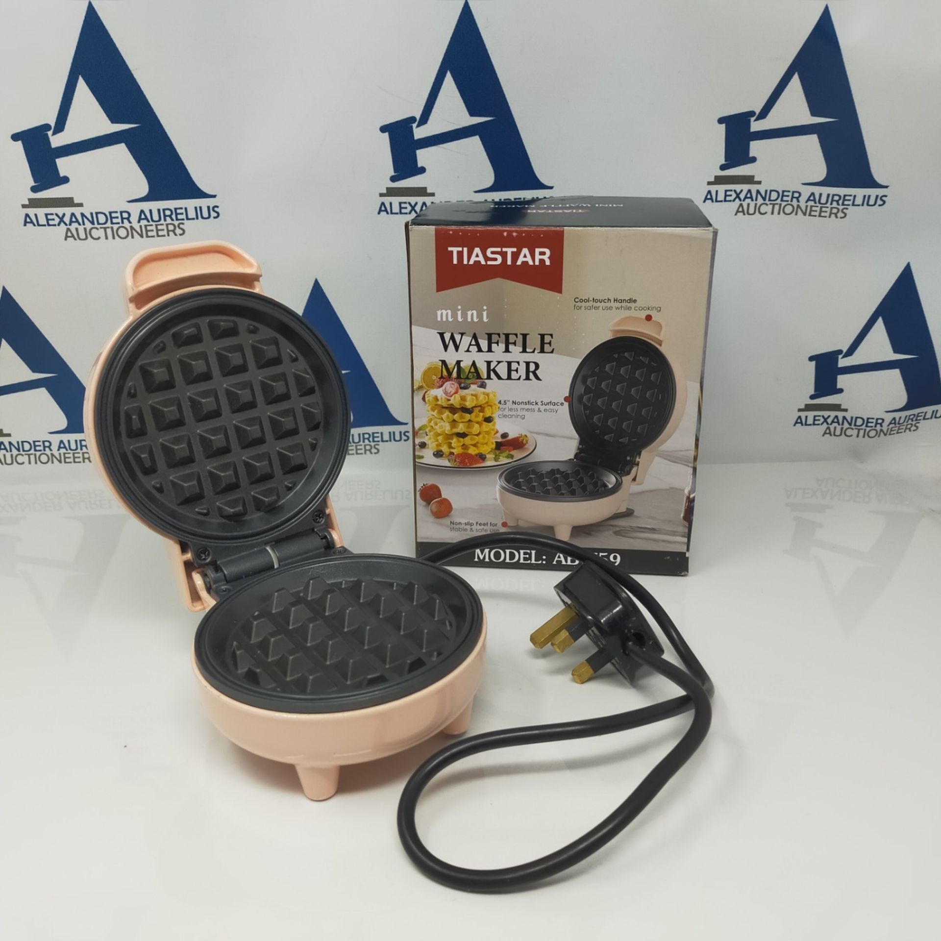 Tiastar ABW59 Mini Waffle Maker, Power/Ready Indicator Light, Non Stick Coating, 550 W - Image 2 of 2