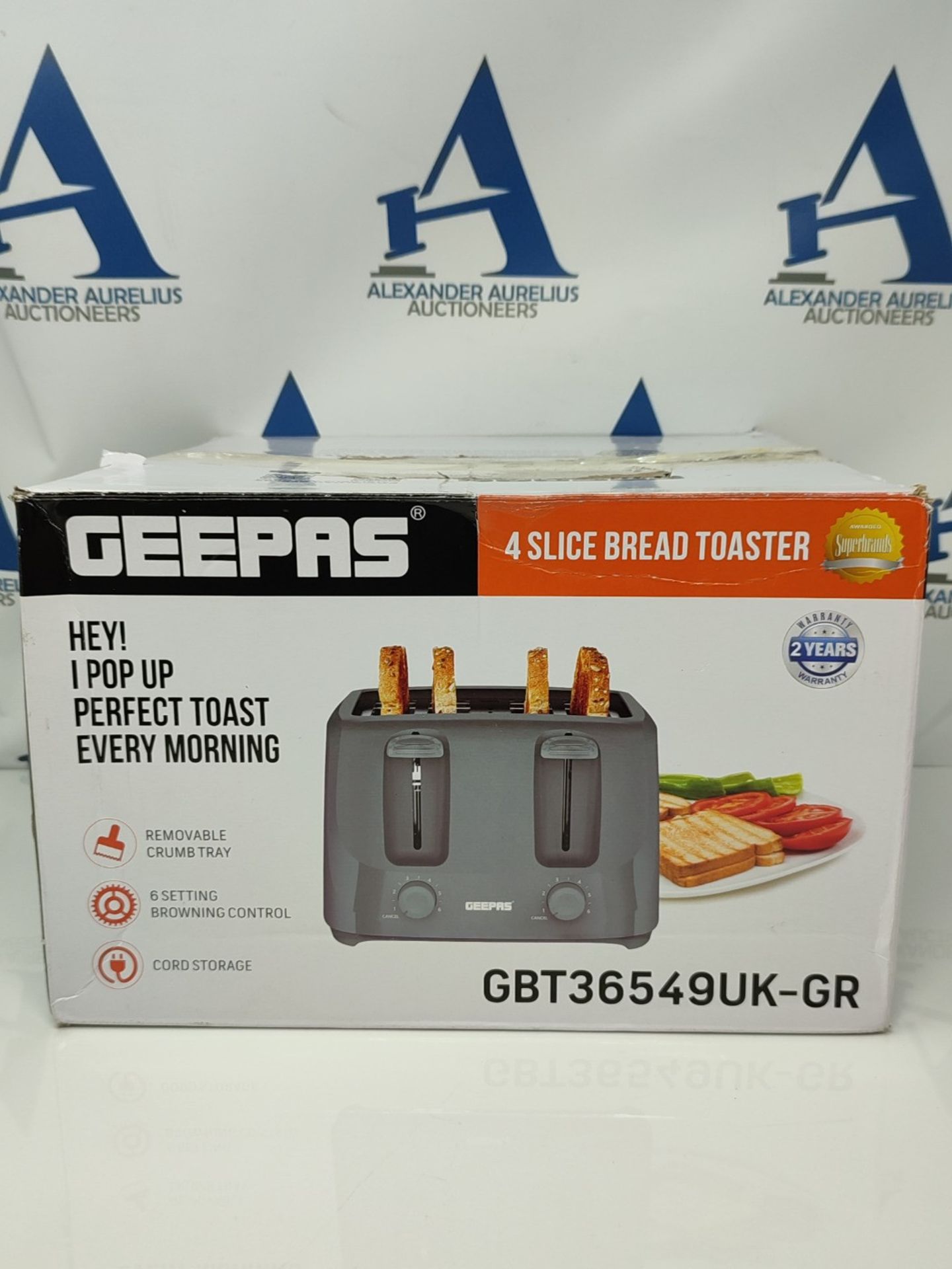 Geepas 4 Slice Bread Toaster with 6 Level Browning Control | Removable Crumb Tray, Can