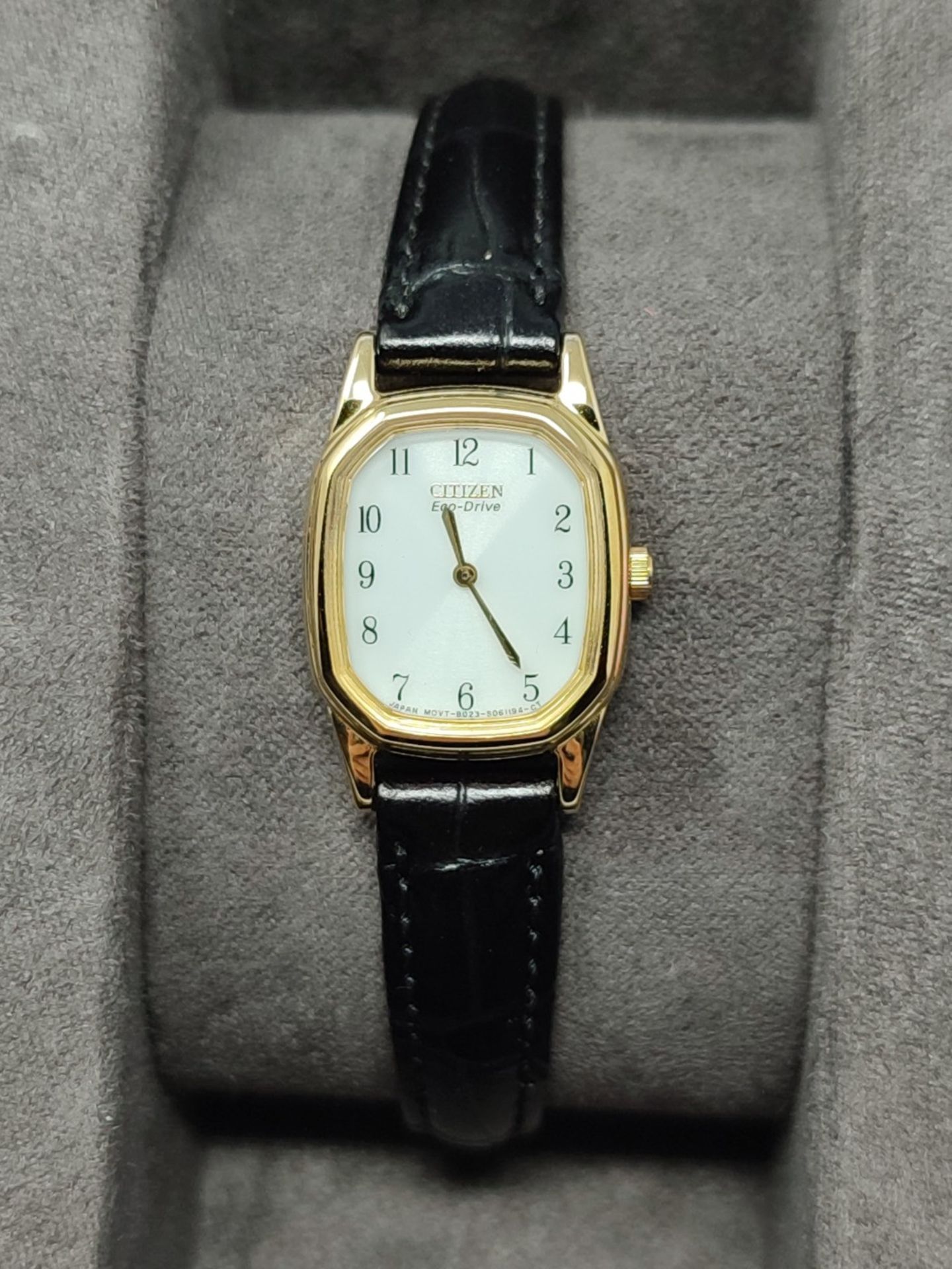 RRP £99.00 Citizen Ladies' Gold Tone Black Strap Eco-Drive Watch. - Image 2 of 2