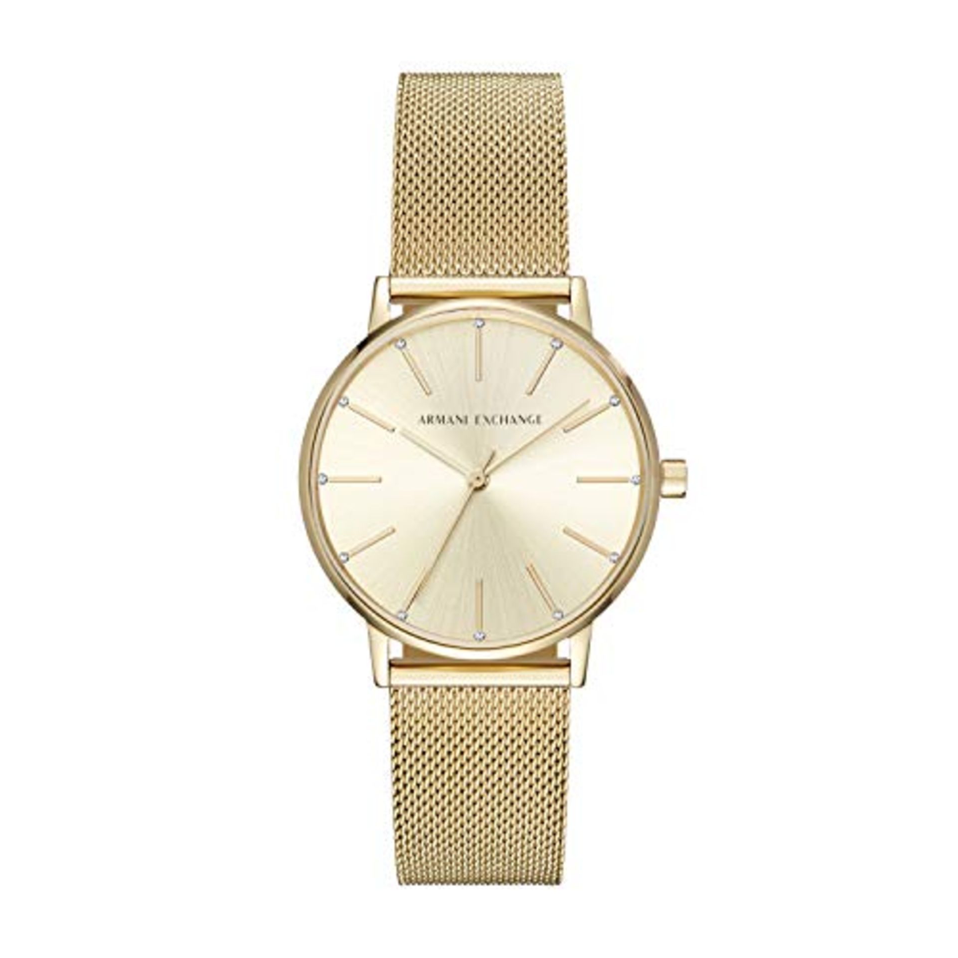 RRP £149.00 Armani Exchange Three-Hand Watch for women, Stainless Steel Gold