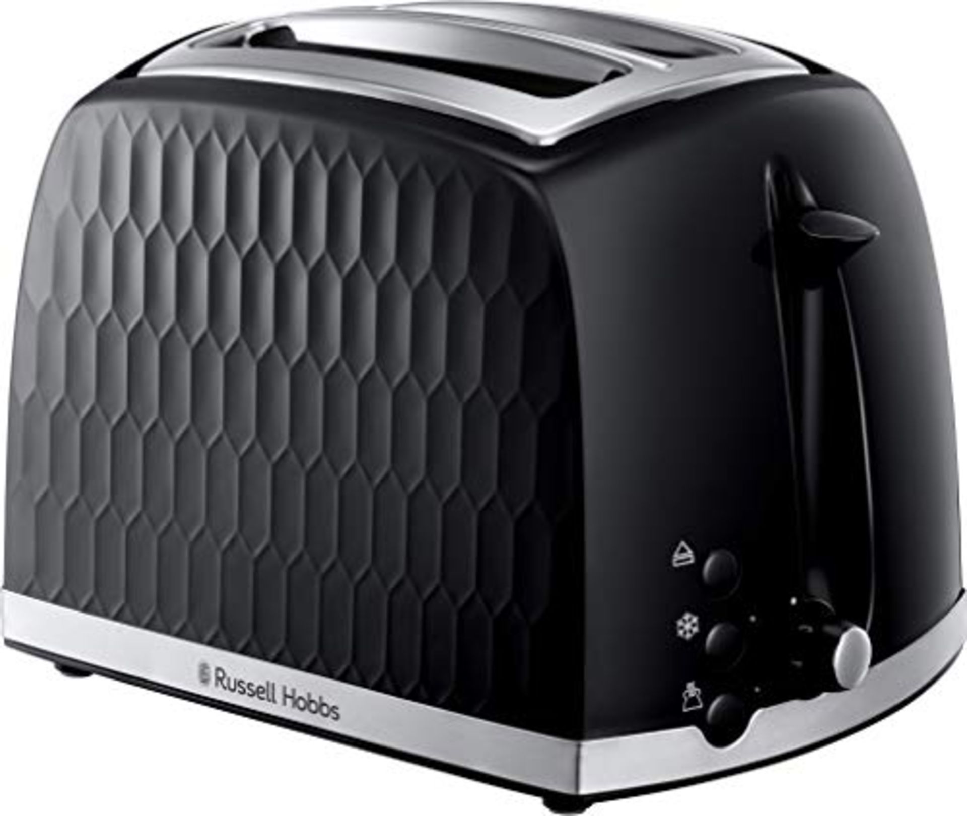 Russell Hobbs 26061 2 Slice Toaster - Contemporary Honeycomb Design with Extra Wide Sl