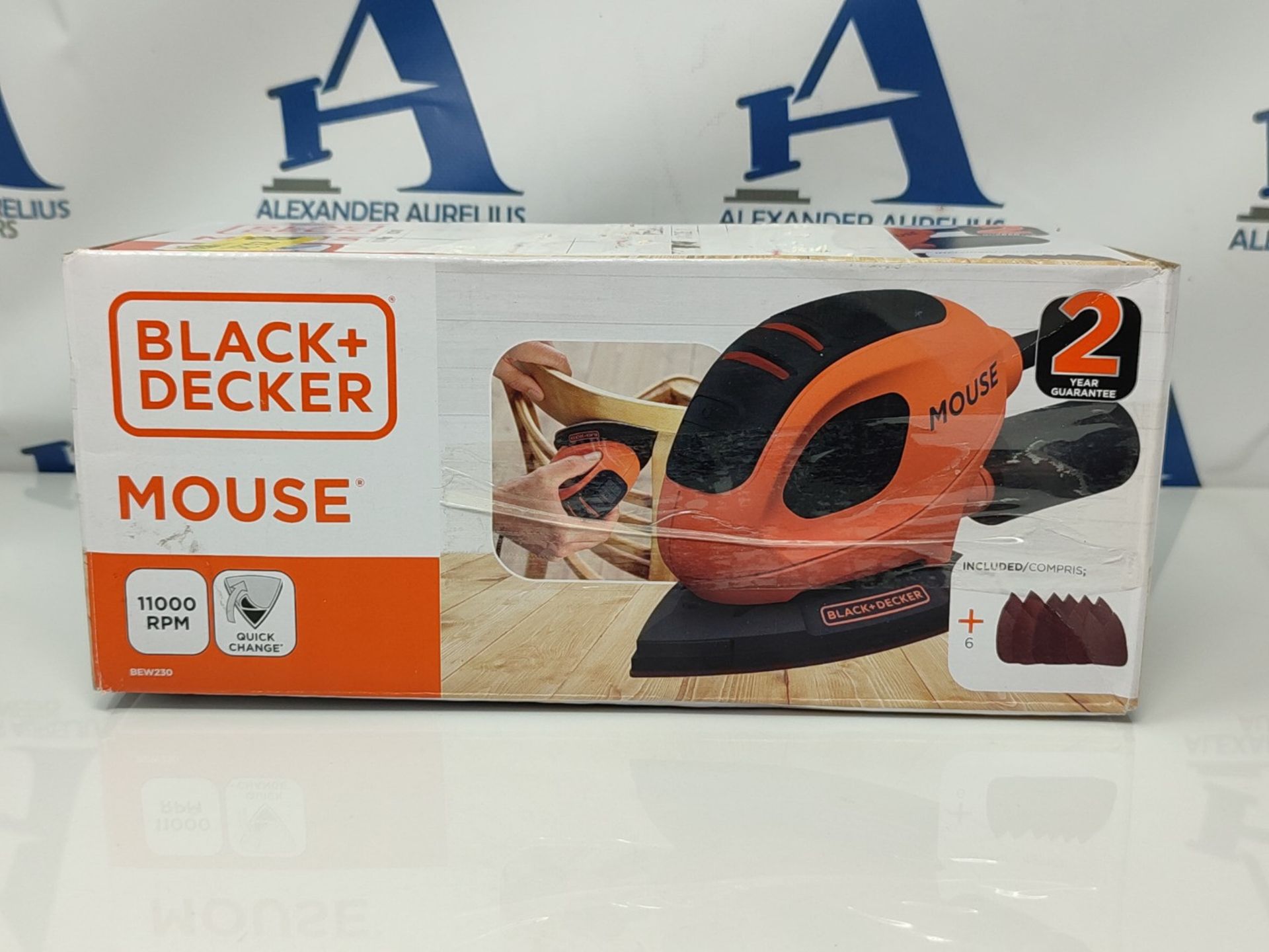 BLACK+DECKER 55 W Detail Mouse Electric Sander with 6 Sanding Sheets, BEW230-GB - Bild 2 aus 3