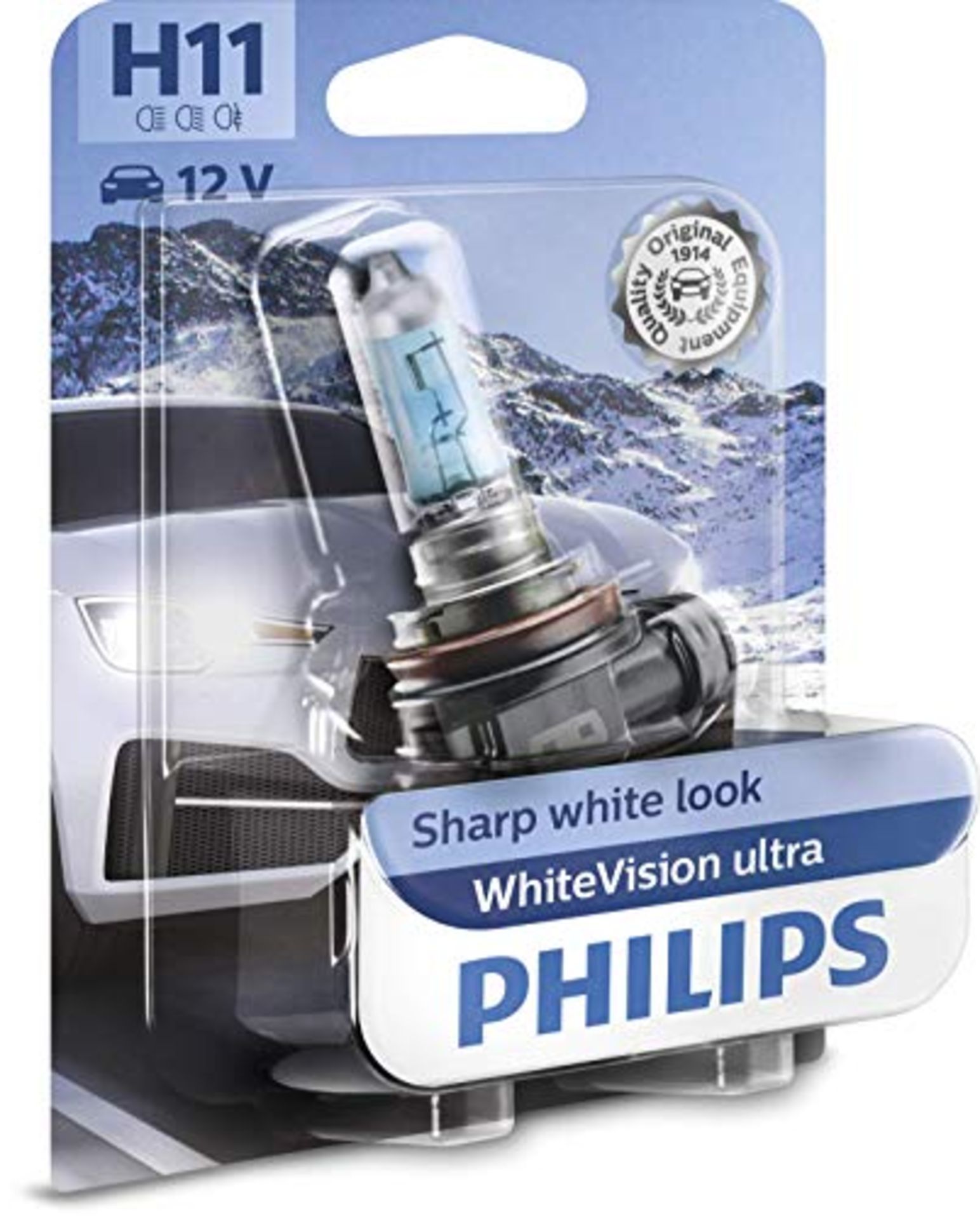 Philips WhiteVision ultra H11 car headlight bulb, single blister