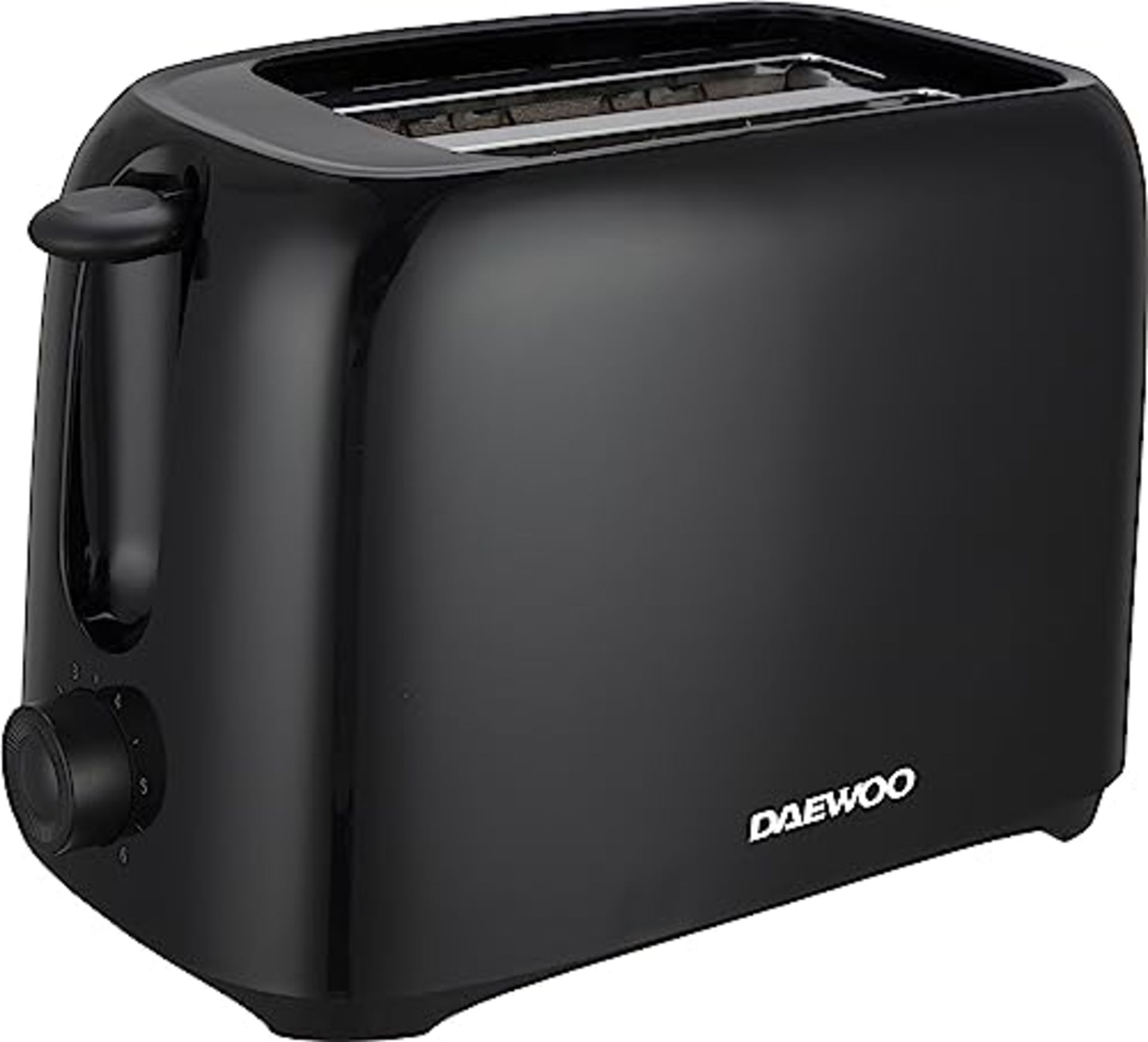 Daewoo Essentials, Plastic 2 Slice Toaster, Black, Variable Browning Controls, Cancel