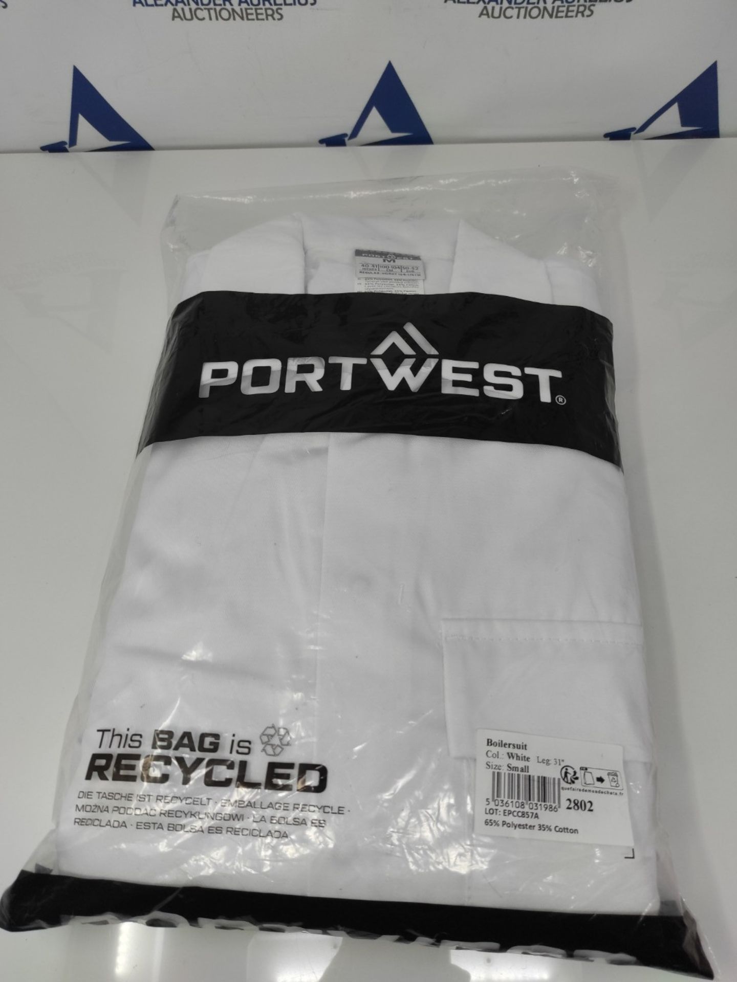 Portwest Standard Coverall, Size: M, Colour: White, 2802WHRM - Image 2 of 3