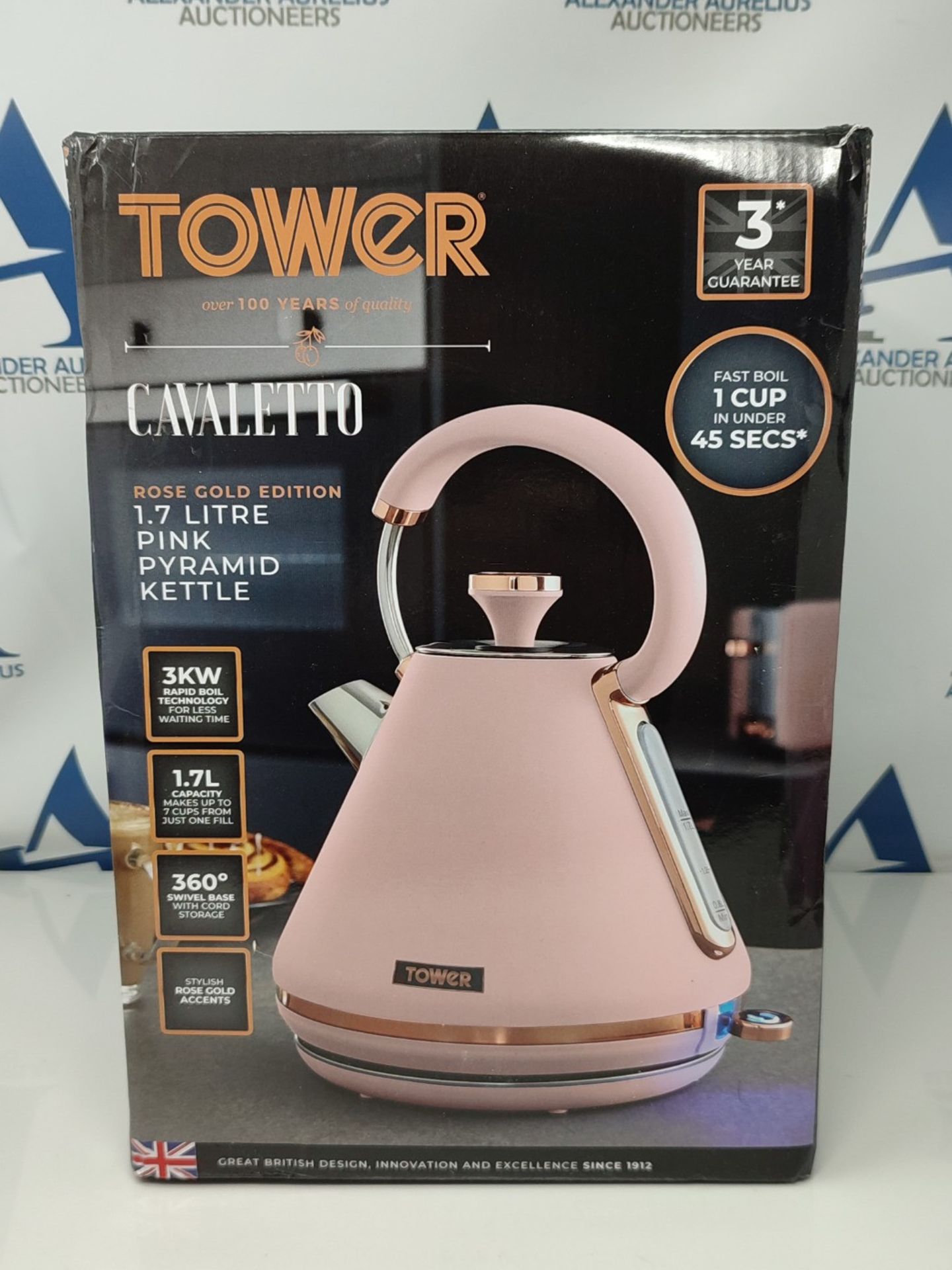 Tower T10044PNK Cavaletto Pyramid Kettle with Fast Boil, Detachable Filter, 1.7 Litre, - Image 2 of 3