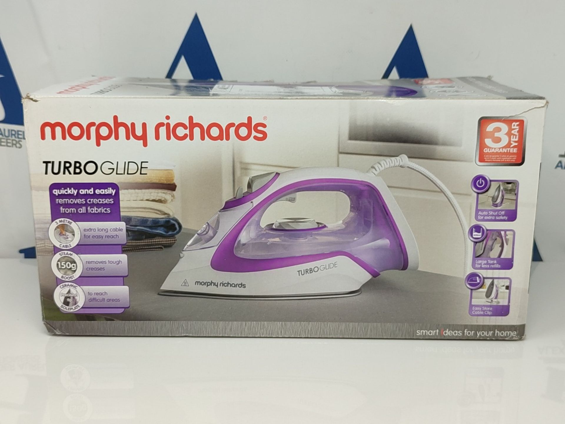 Morphy Richards 302000 Turbo Glide Steam Iron, 3 m Cable, 150 g Steam Shot, Auto Shut - Image 2 of 3
