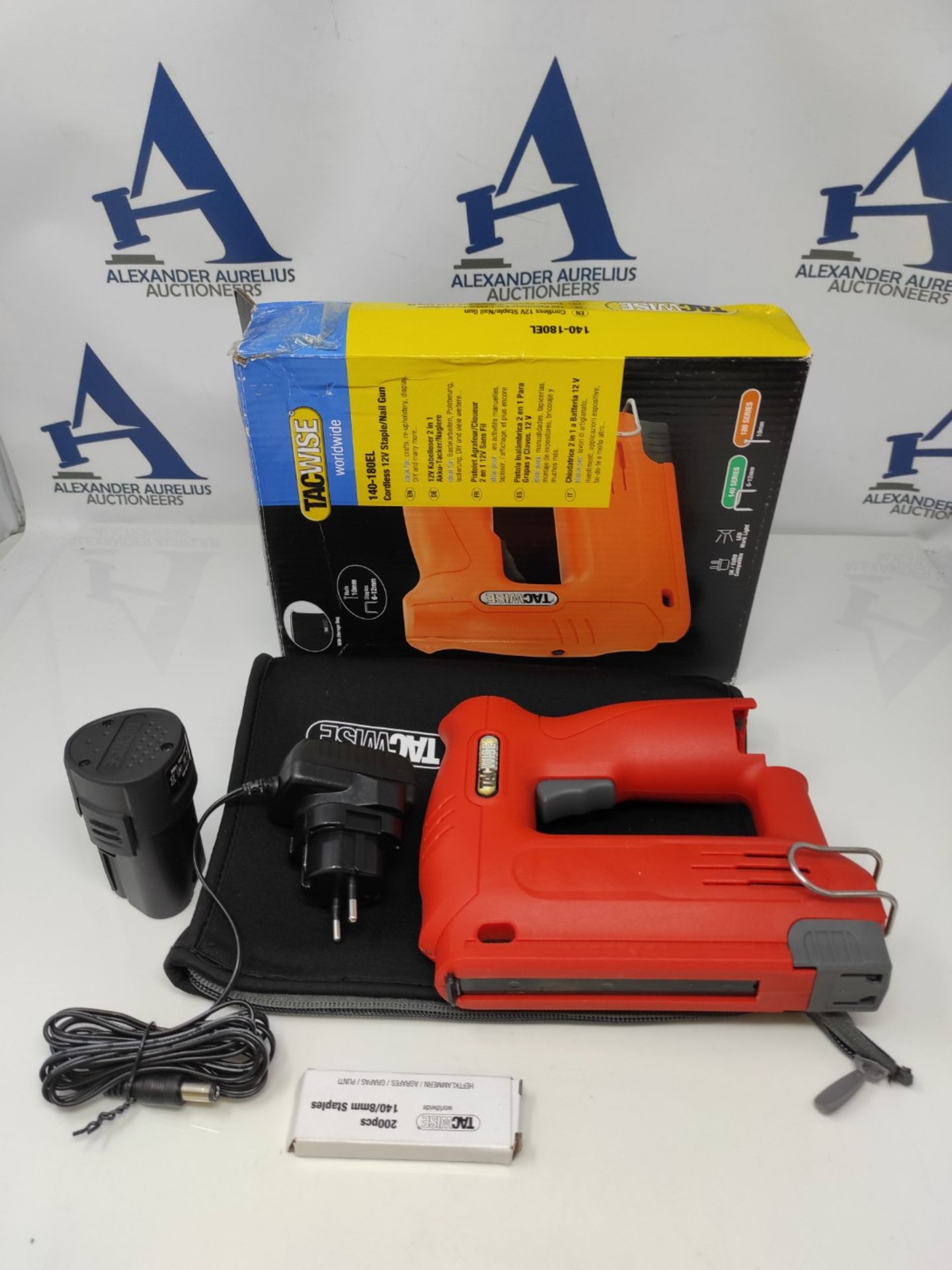 Tacwise 1586 140-180EL Cordless 12V Staple/Nail Gun with Storage Bag, 200 Staples & Na - Image 2 of 2