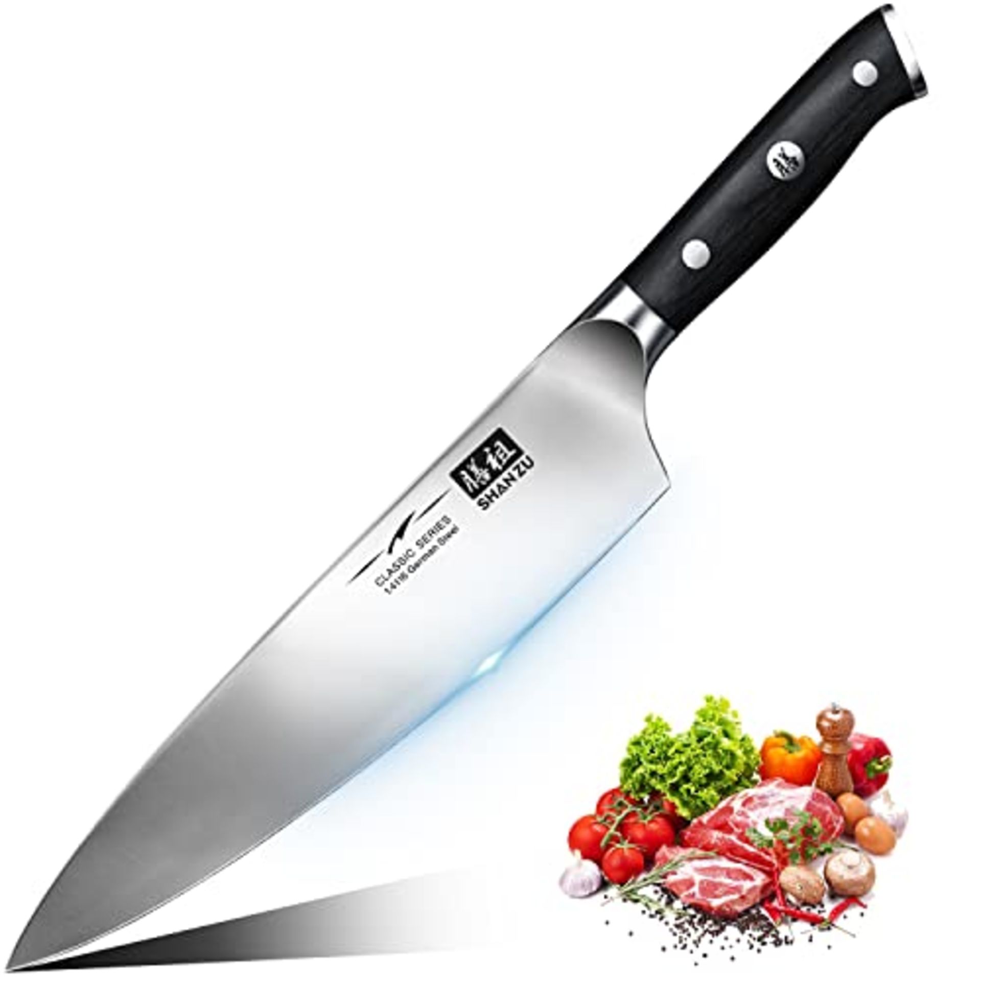 SHAN ZU Chefs Knife Kitchen Knife 20cm,Ultra Sharp Japanese Knife German Stainless Ste