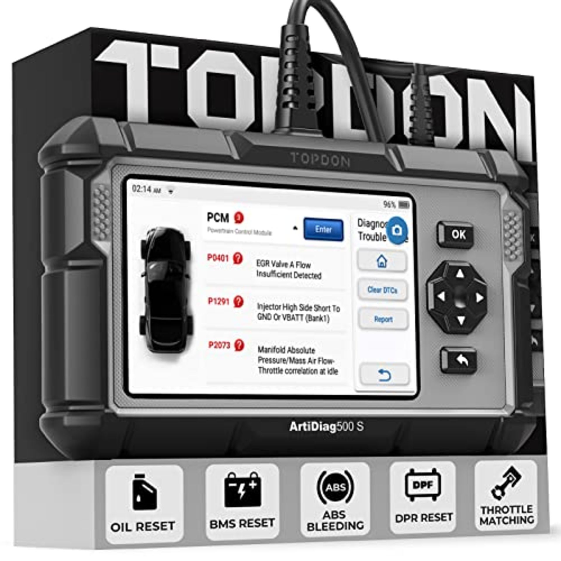 RRP £189.00 TOPDON OBD2 Code Reader Scanner ArtiDiag500S, Engine/ABS/SRS/Transmission Car Diagnost