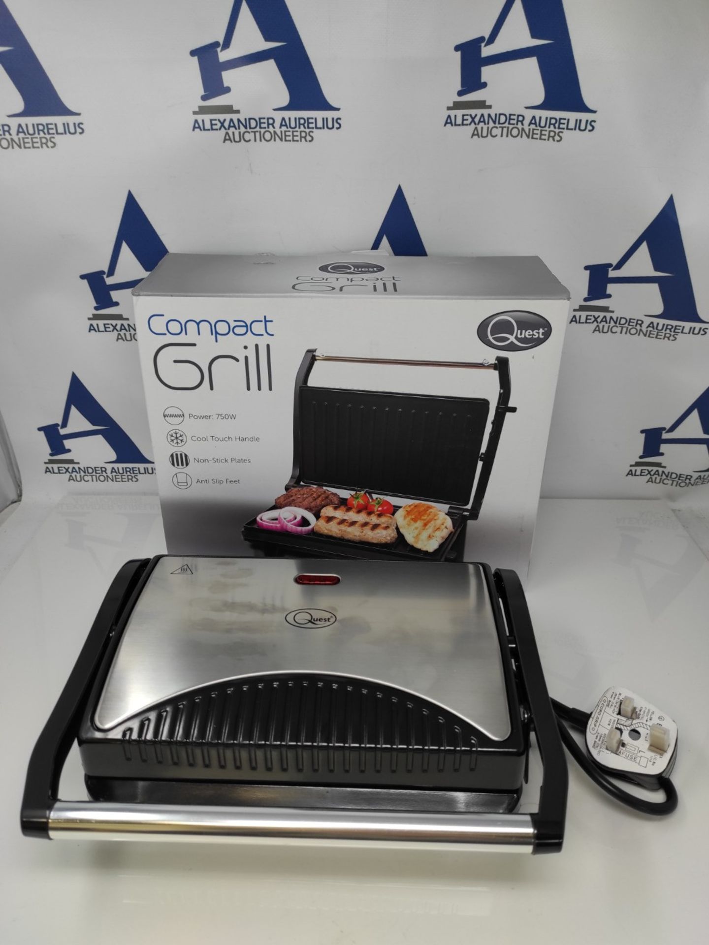 Quest 34340 Panini Press and Grill Sandwich Maker/Compact Stainless Steel Design/Non-S - Bild 2 aus 3