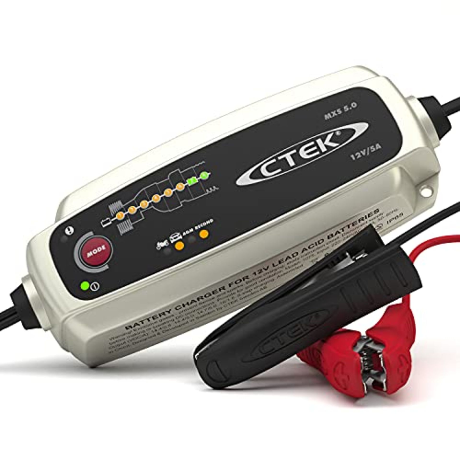 RRP £77.00 [INCOMPLETE] CTEK MXS 5.0 Battery Charger with Automatic Temperature Compensation, Bla