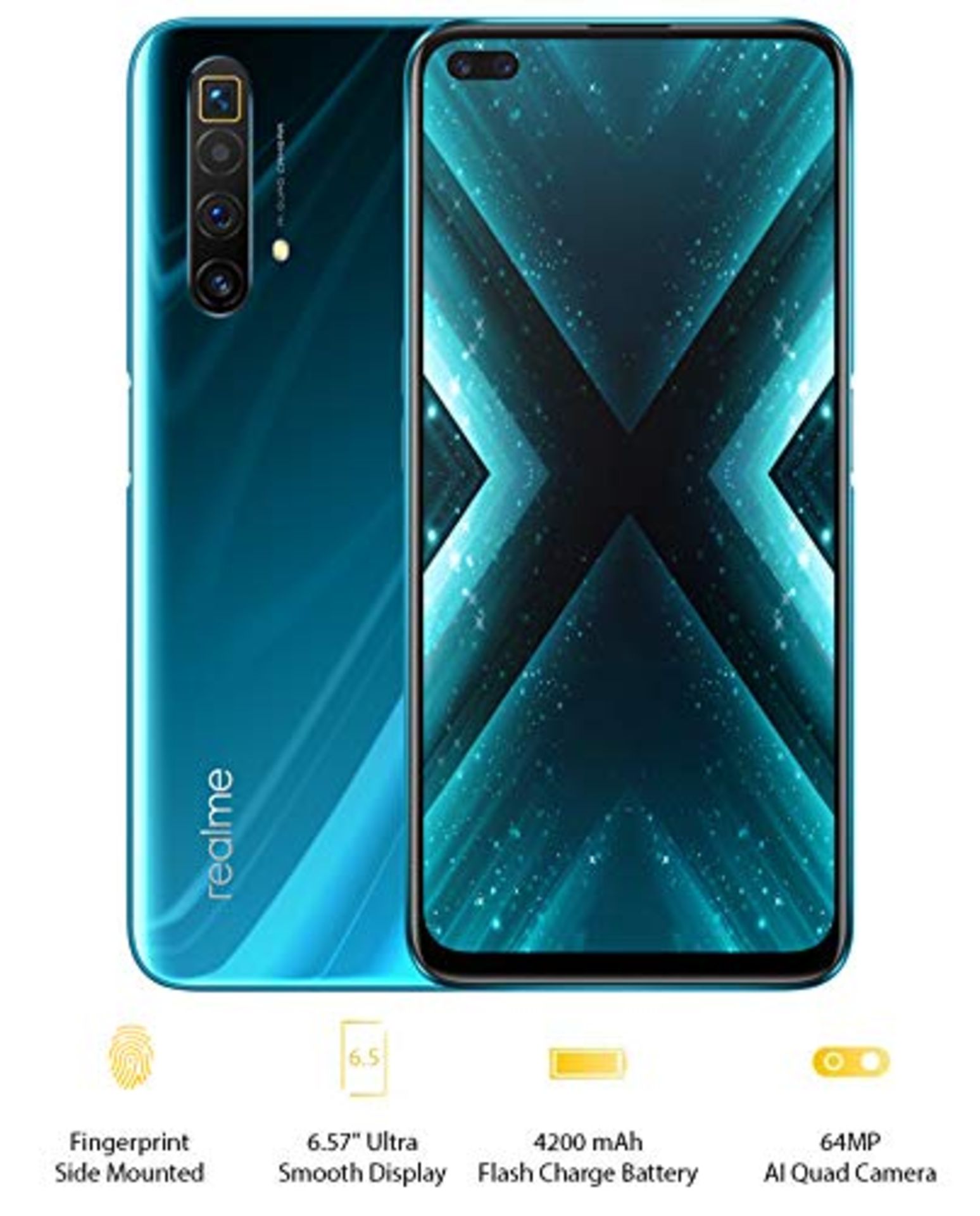 RRP £399.00 [CRACKED] realme X3 Super Zoom, Glacier Blue, 12GB+256GB, 6.57 120Hz Screen, 4200 m