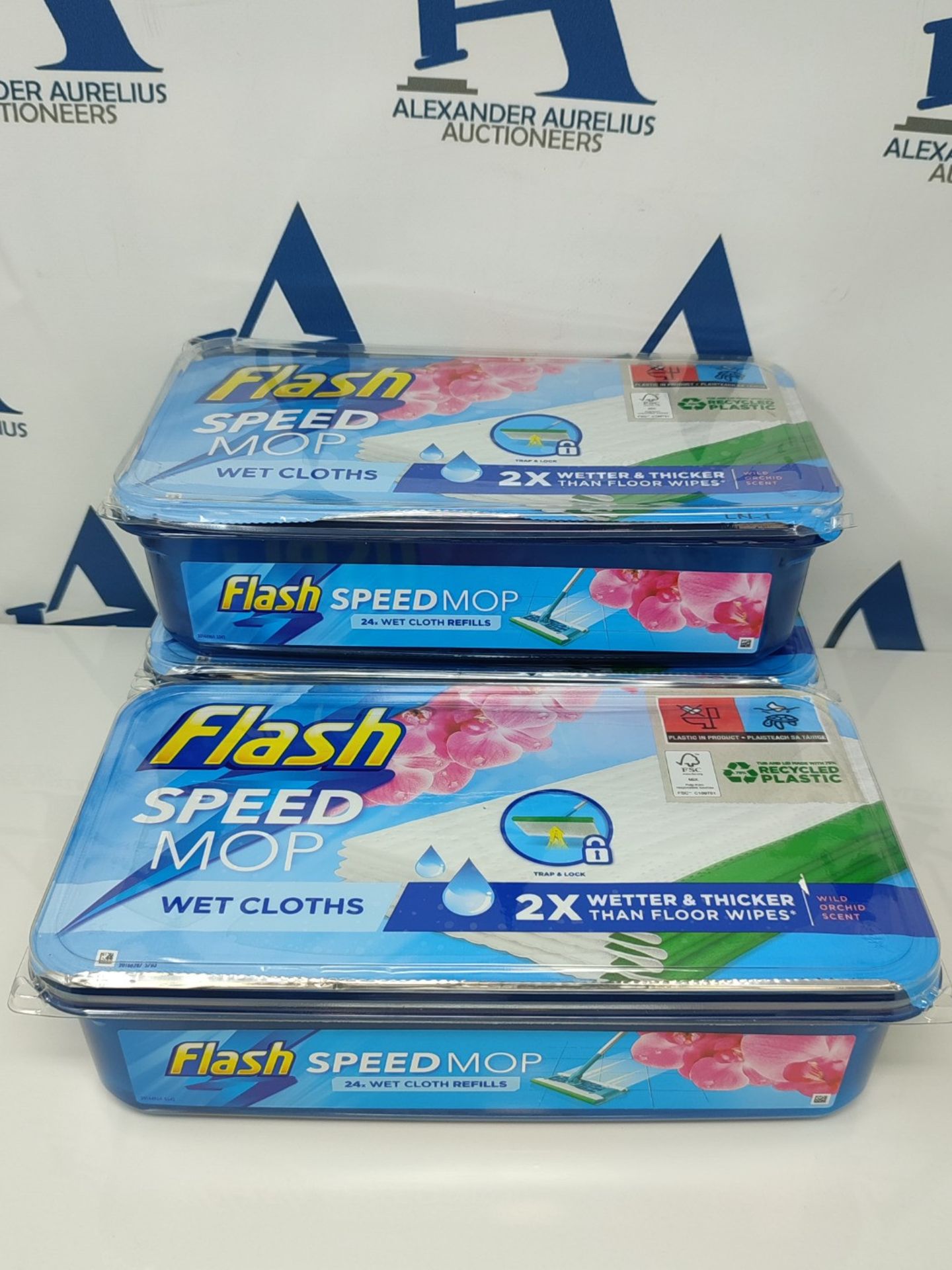 3 x Flash Speedmop Wet Cloth Refills, Fast Easy and Hygienic, wild orchid scent, 24 Cl