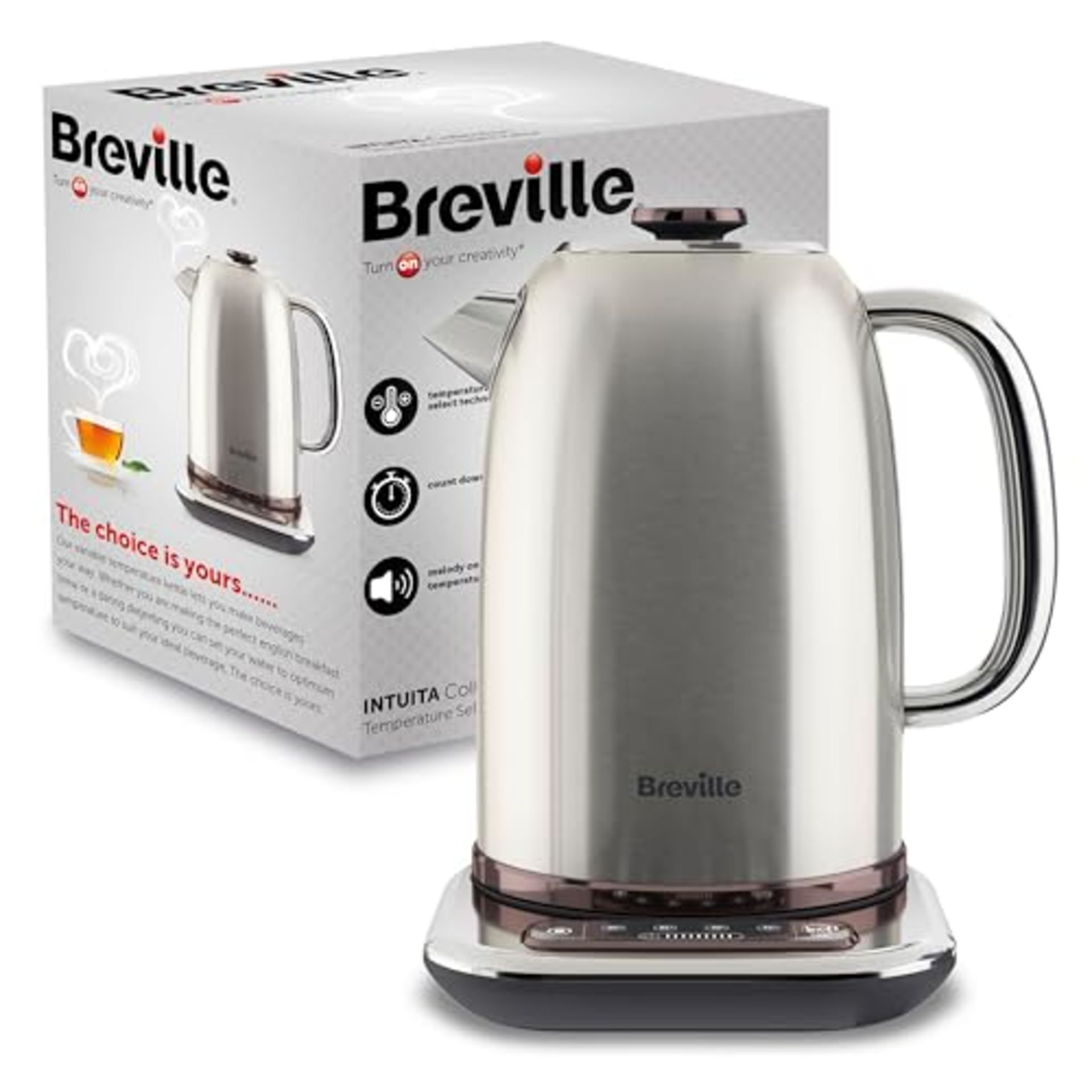 RRP £60.00 Breville Temperature Select Electric Kettle | 1.7 L | 3kW Fast Boil | Smart Digital Co