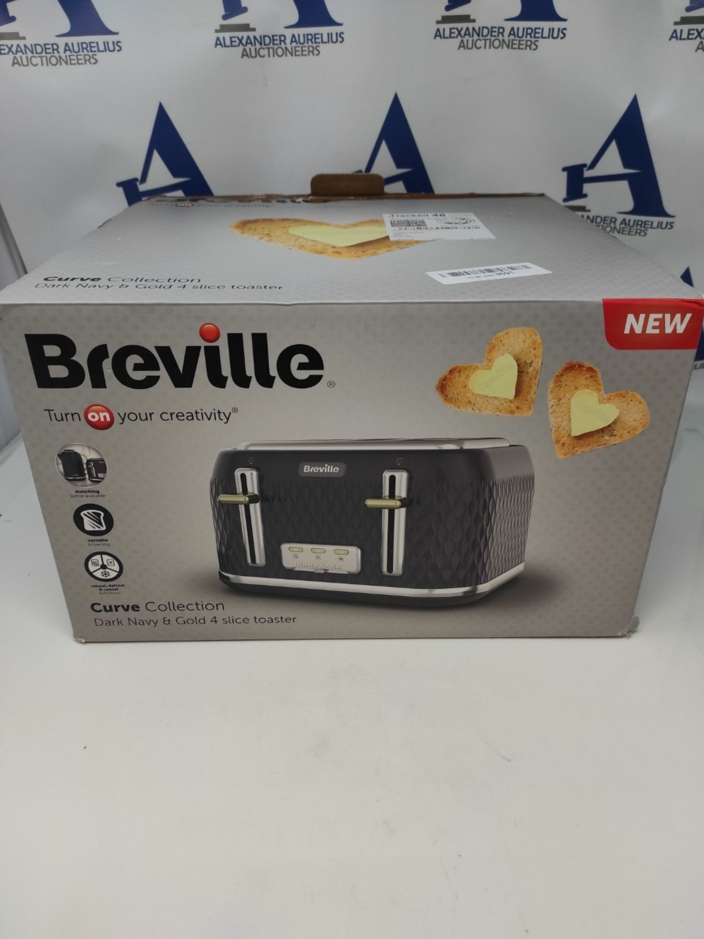 Breville Curve 4-Slice Toaster with High Lift and Wide Slots | Navy & Gold [VTT965] - Bild 2 aus 3