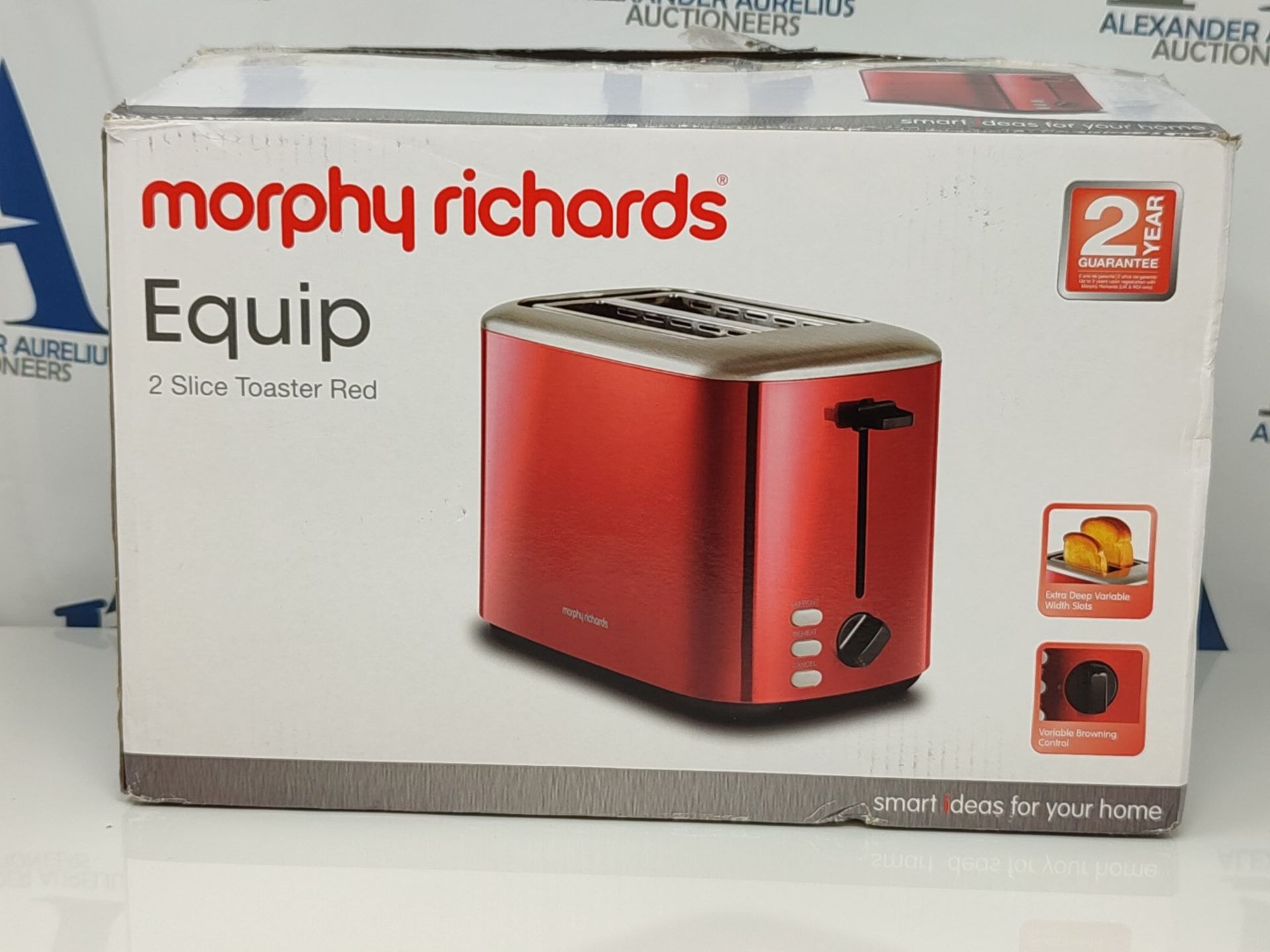 Morphy Richards Equip Red 2 Slice Toaster - Defrost And Reheat Settings - 2 Slot - Sta - Image 2 of 3