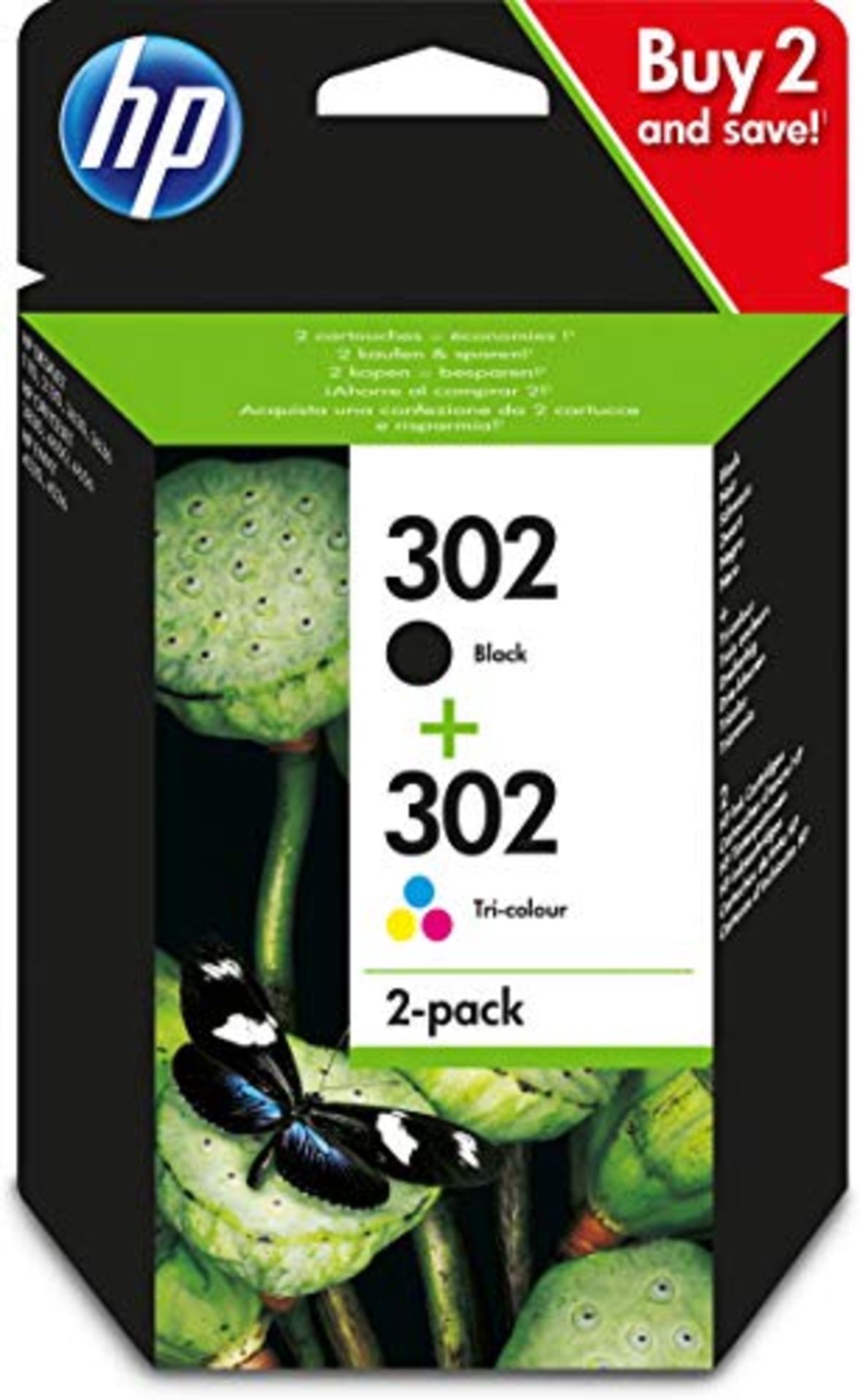 HP X4D37AE 302 Original Ink Cartridges, Black and Tri-color, 2 Count (Pack of 1)