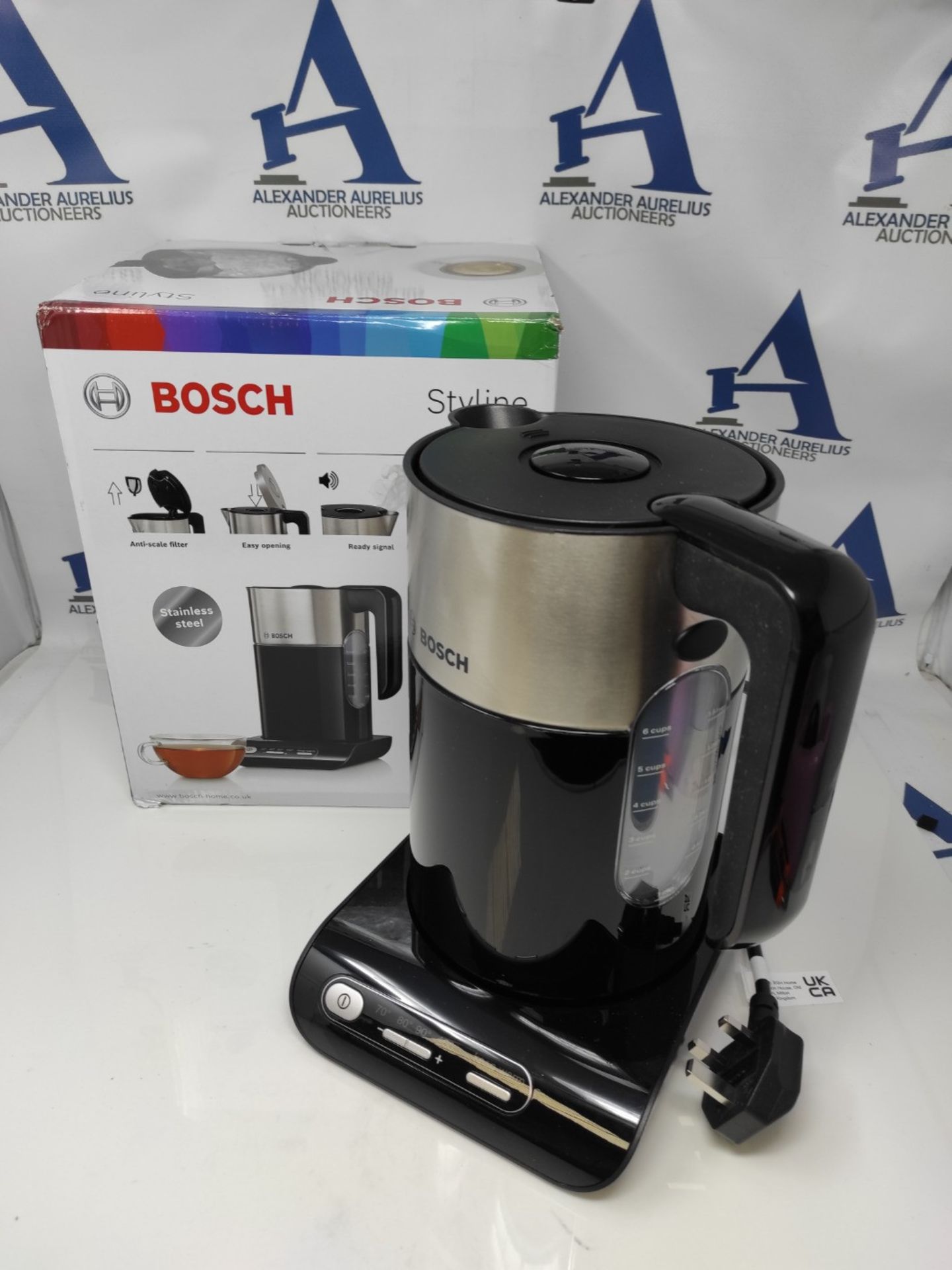 RRP £60.00 Bosch Styline TWK8633GB Variable Temperature Cordless Kettle, 1.5 Litres, 3000W - Blac - Bild 2 aus 3