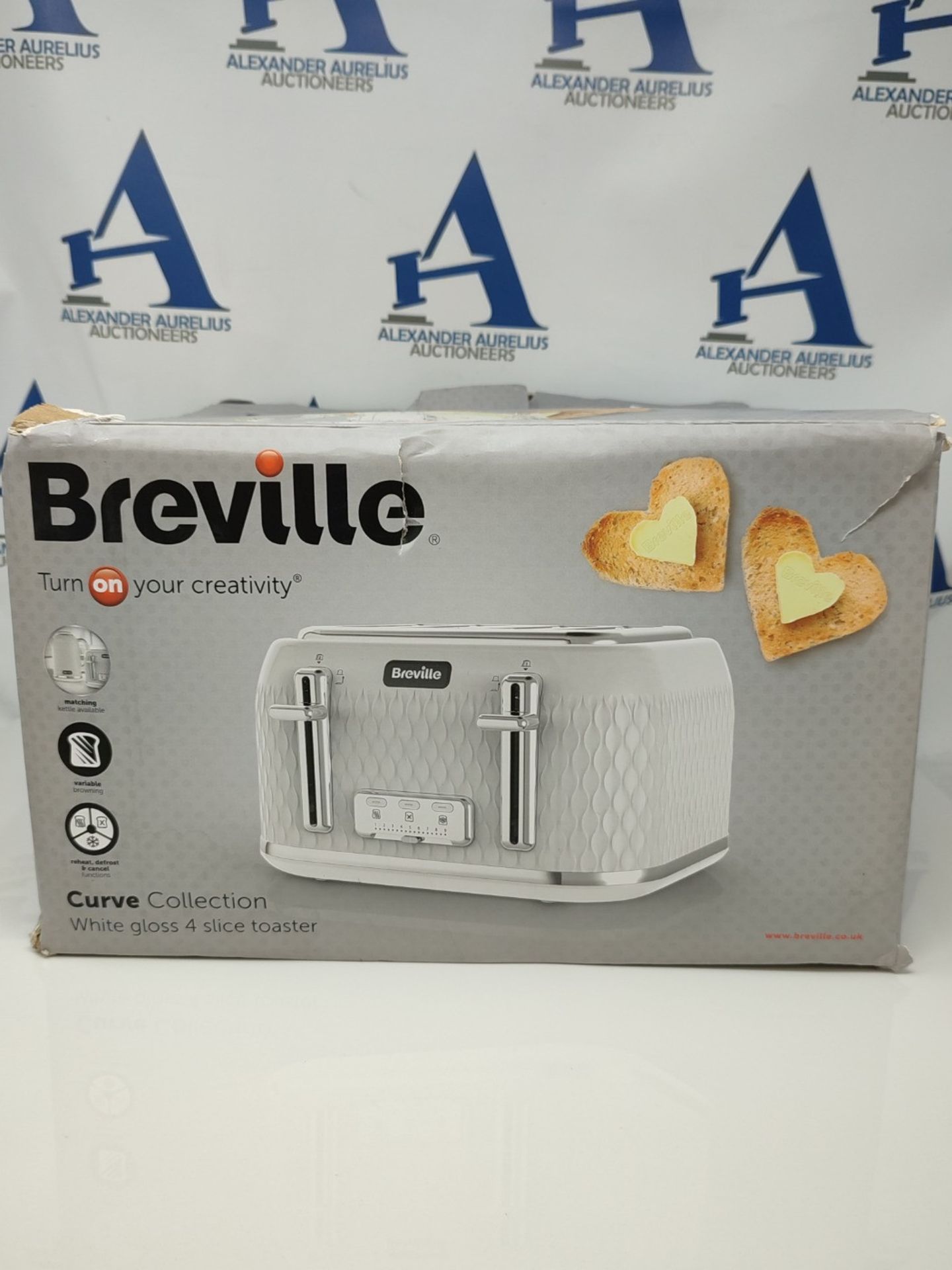 Breville Curve 4-Slice Toaster with High Lift and Wide Slots | White [VTT911] - Image 2 of 3