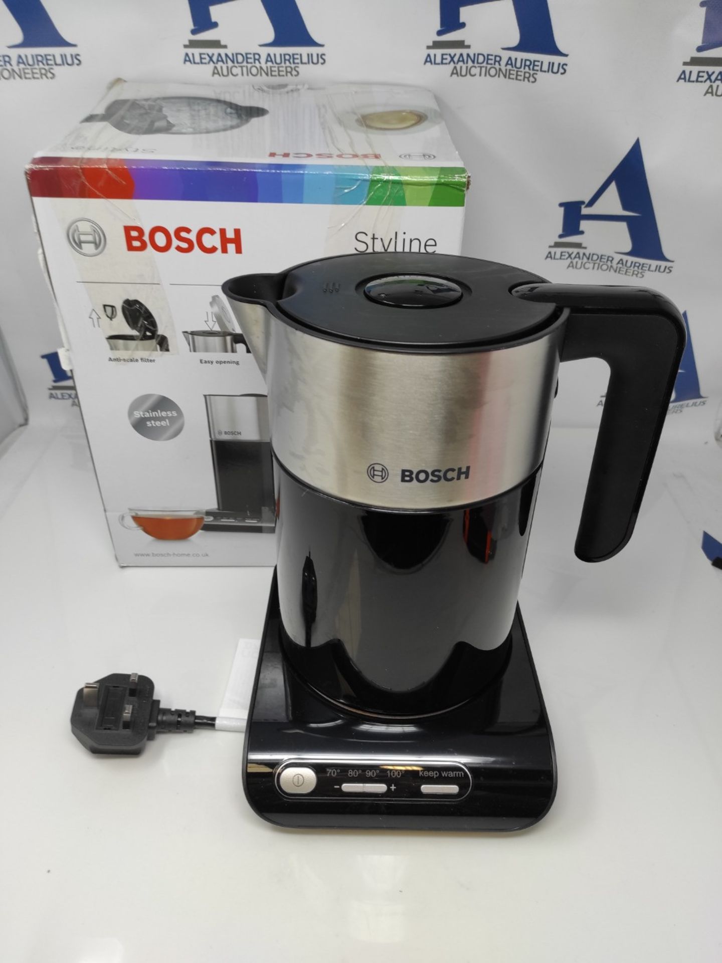 RRP £60.00 Bosch Styline TWK8633GB Variable Temperature Cordless Kettle, 1.5 Litres, 3000W - Blac - Image 2 of 3